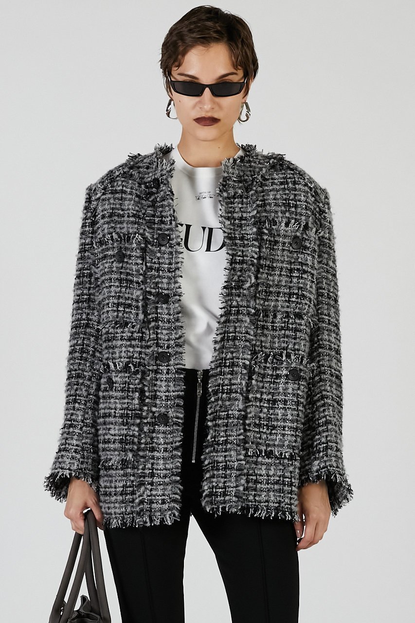 【プランク プロジェクト/PRANK PROJECT】のパディングツイードジャケット / Padded Tweed Jacket 人気、トレンドファッション・服の通販 founy(ファニー) 　ファッション　Fashion　レディースファッション　Fashion for Women　アウター　Coat / Outerwear Collection　レディースジャケット・軽アウター　Jackets　2025年　2025　2025-2026秋冬・A/W　Autumn/Winter 2025–26 AW25–26　おすすめ　Recommended / Our Picks　クラシカル　Classical, Vintage-Inspired　クラシック　Classic, Timeless Style　ジャケット　Jacket, Outerwear　ダメージ　Distressed, Destroyed　チェック　Check, Plaid, Tartan　ツイード　Twill, Twill Weave　デニム　Denim, Jeans Material　A/W・秋冬　Autumn/Winter　other-2|ID: prp329100004622157 ipo3291000000033169892