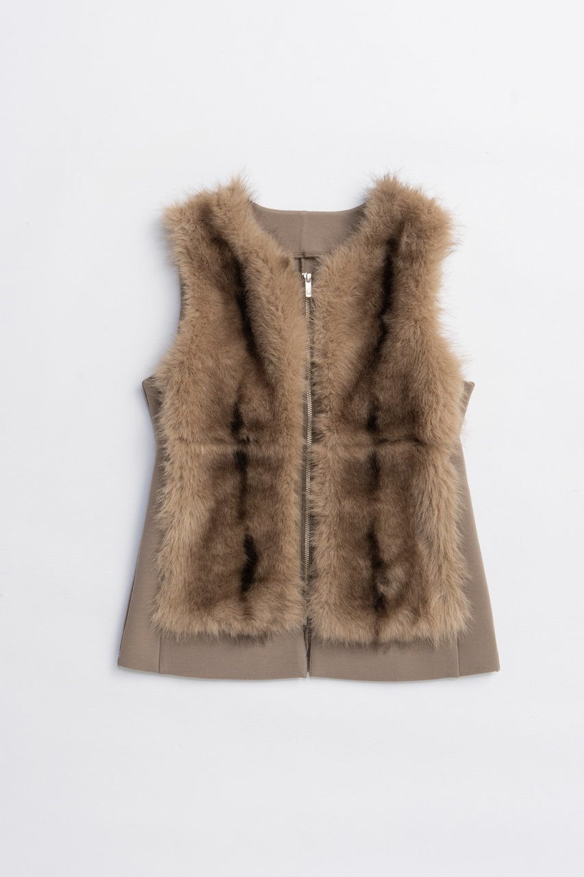 【プランク プロジェクト/PRANK PROJECT】のファートリミングベスト / Fur Trimmed Vest インテリア・キッズ・メンズ・レディースファッション・服の通販 founy(ファニー) 　ファッション　Fashion　レディースファッション　Fashion for Women　アウター　Coat / Outerwear Collection　レディースジャケット・軽アウター　Jackets　2025年　2025　2025-2026秋冬・A/W　Autumn/Winter 2025–26 AW25–26　ジャケット　Jacket, Outerwear　デニム　Denim, Jeans Material　フロント　Front, Front Design　ベスト　Vest, Waistcoat　ミックス　Mix, Mixed Style　リアル　Real, Realistic　ワイド　Wide, Wide Fit　A/W・秋冬　Autumn/Winter　BRN(ブラウン)|ID: prp329100004622158 ipo3291000000033169900