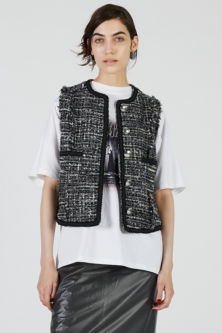 【プランク プロジェクト/PRANK PROJECT】のツイードベスト / Tweed Vest 人気、トレンドファッション・服の通販 founy(ファニー) 　ファッション　Fashion　レディースファッション　Fashion for Women　アウター　Coat / Outerwear Collection　レディースジャケット・軽アウター　Jackets　2025年　2025　2025-2026秋冬・A/W　Autumn/Winter 2025–26 AW25–26　おすすめ　Recommended / Our Picks　インナー　Innerwear　コンパクト　Compact, Small Size　ジャケット　Jacket, Outerwear　スパンコール　Sequins, Sequin Embellishment　タートルネック　Turtleneck, High Neck　ツイード　Twill, Twill Weave　ノースリーブ　Sleeveless, No-Sleeve　ベスト　Vest, Waistcoat　ミックス　Mix, Mixed Style　A/W・秋冬　Autumn/Winter　other-2|ID: prp329100004622162 ipo3291000000033169941