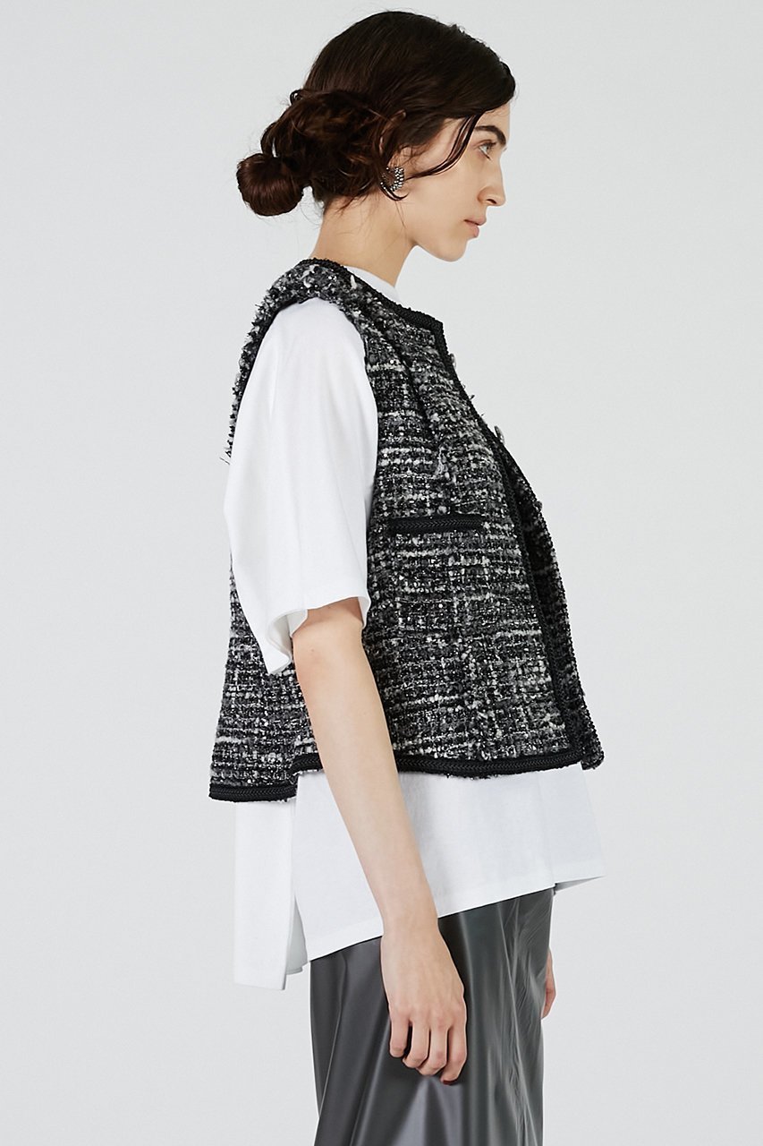 【プランク プロジェクト/PRANK PROJECT】のツイードベスト / Tweed Vest 人気、トレンドファッション・服の通販 founy(ファニー) 　ファッション　Fashion　レディースファッション　Fashion for Women　アウター　Coat / Outerwear Collection　レディースジャケット・軽アウター　Jackets　2025年　2025　2025-2026秋冬・A/W　Autumn/Winter 2025–26 AW25–26　おすすめ　Recommended / Our Picks　インナー　Innerwear　コンパクト　Compact, Small Size　ジャケット　Jacket, Outerwear　スパンコール　Sequins, Sequin Embellishment　タートルネック　Turtleneck, High Neck　ツイード　Twill, Twill Weave　ノースリーブ　Sleeveless, No-Sleeve　ベスト　Vest, Waistcoat　ミックス　Mix, Mixed Style　A/W・秋冬　Autumn/Winter　other-5|ID: prp329100004622162 ipo3291000000033169945