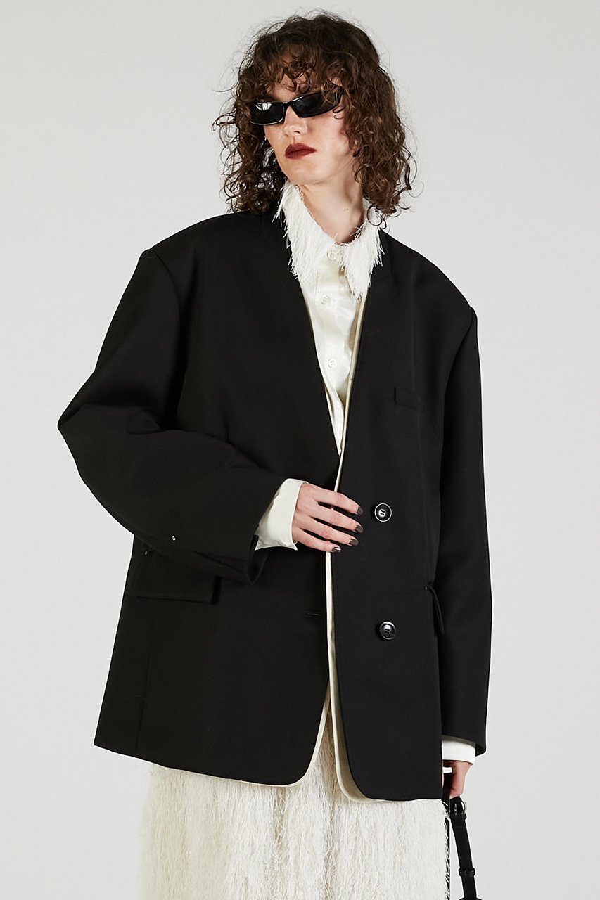 【プランク プロジェクト/PRANK PROJECT】のノーカラービッグジャケット / No Collar Big Jacket 人気、トレンドファッション・服の通販 founy(ファニー) 　ファッション　Fashion　レディースファッション　Fashion for Women　アウター　Coat / Outerwear Collection　レディースジャケット・軽アウター　Jackets　2025年　2025　2025-2026秋冬・A/W　Autumn/Winter 2025–26 AW25–26　おすすめ　Recommended / Our Picks　ジャケット　Jacket, Outerwear　セットアップ　Set-Up, Coordinated Outfit　デニム　Denim, Jeans Material　フロント　Front, Front Design　ミックス　Mix, Mixed Style　メタル　Metal, Metal Parts　ロング　Long, Long-Length　A/W・秋冬　Autumn/Winter　other-2|ID: prp329100004622168 ipo3291000000033170002