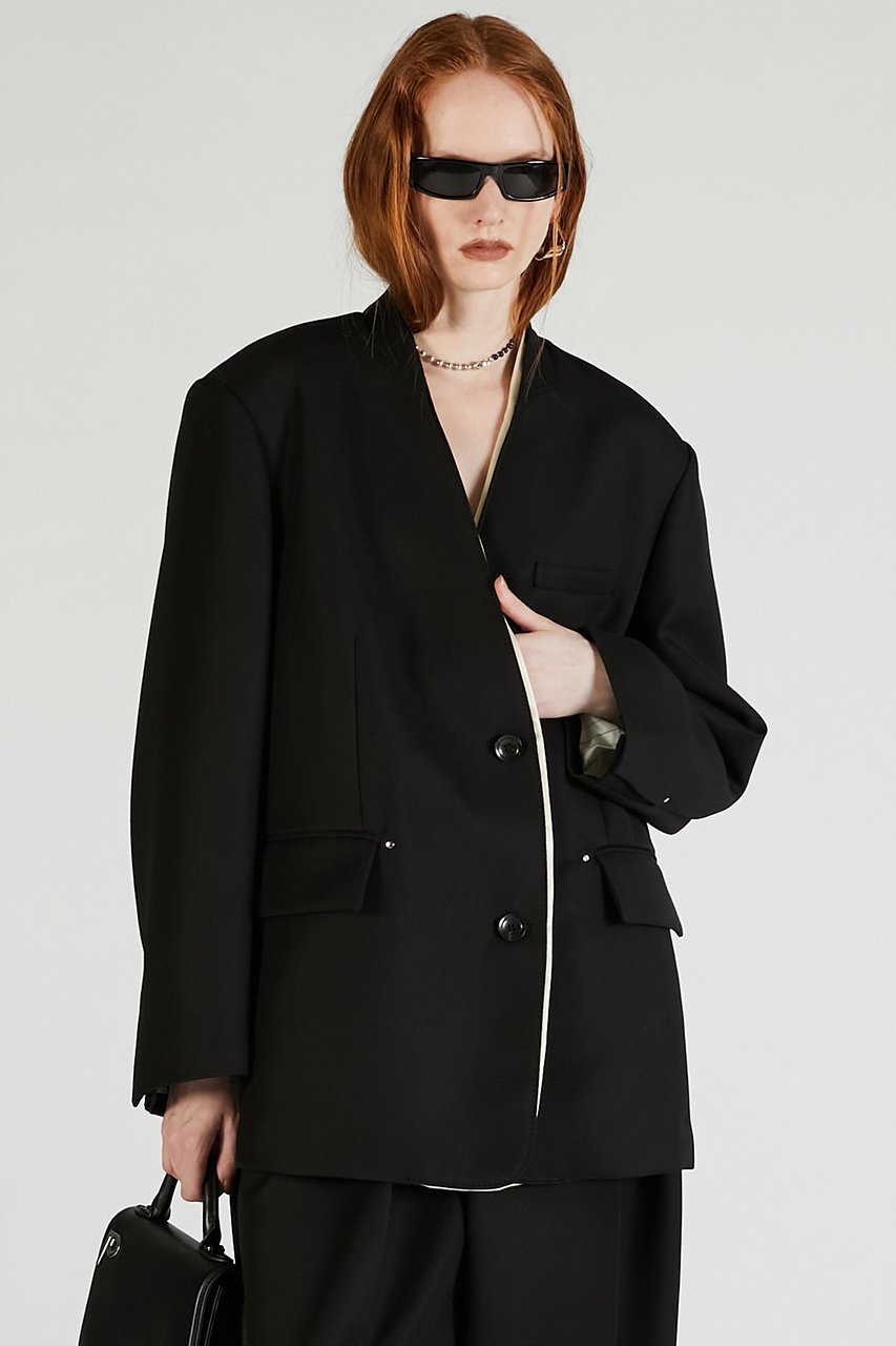 【プランク プロジェクト/PRANK PROJECT】のノーカラービッグジャケット / No Collar Big Jacket 人気、トレンドファッション・服の通販 founy(ファニー) 　ファッション　Fashion　レディースファッション　Fashion for Women　アウター　Coat / Outerwear Collection　レディースジャケット・軽アウター　Jackets　2025年　2025　2025-2026秋冬・A/W　Autumn/Winter 2025–26 AW25–26　おすすめ　Recommended / Our Picks　ジャケット　Jacket, Outerwear　セットアップ　Set-Up, Coordinated Outfit　デニム　Denim, Jeans Material　フロント　Front, Front Design　ミックス　Mix, Mixed Style　メタル　Metal, Metal Parts　ロング　Long, Long-Length　A/W・秋冬　Autumn/Winter　other-4|ID: prp329100004622168 ipo3291000000033170004