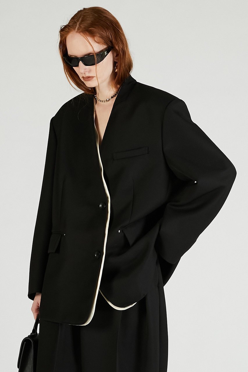 【プランク プロジェクト/PRANK PROJECT】のノーカラービッグジャケット / No Collar Big Jacket 人気、トレンドファッション・服の通販 founy(ファニー) 　ファッション　Fashion　レディースファッション　Fashion for Women　アウター　Coat / Outerwear Collection　レディースジャケット・軽アウター　Jackets　2025年　2025　2025-2026秋冬・A/W　Autumn/Winter 2025–26 AW25–26　おすすめ　Recommended / Our Picks　ジャケット　Jacket, Outerwear　セットアップ　Set-Up, Coordinated Outfit　デニム　Denim, Jeans Material　フロント　Front, Front Design　ミックス　Mix, Mixed Style　メタル　Metal, Metal Parts　ロング　Long, Long-Length　A/W・秋冬　Autumn/Winter　other-6|ID: prp329100004622168 ipo3291000000033170006