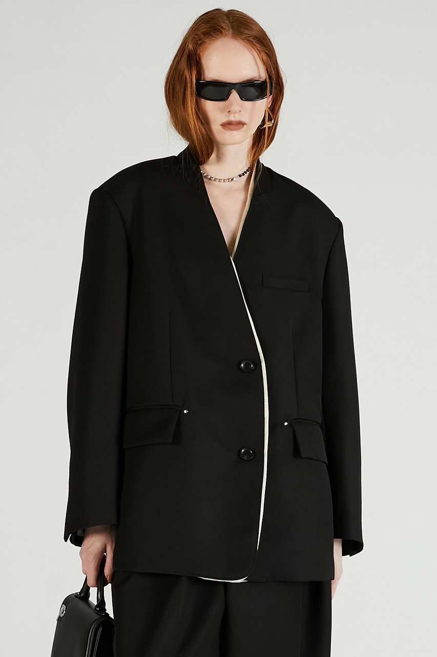 【プランク プロジェクト/PRANK PROJECT】のノーカラービッグジャケット / No Collar Big Jacket 人気、トレンドファッション・服の通販 founy(ファニー) 　ファッション　Fashion　レディースファッション　Fashion for Women　アウター　Coat / Outerwear Collection　レディースジャケット・軽アウター　Jackets　2025年　2025　2025-2026秋冬・A/W　Autumn/Winter 2025–26 AW25–26　おすすめ　Recommended / Our Picks　ジャケット　Jacket, Outerwear　セットアップ　Set-Up, Coordinated Outfit　デニム　Denim, Jeans Material　フロント　Front, Front Design　ミックス　Mix, Mixed Style　メタル　Metal, Metal Parts　ロング　Long, Long-Length　A/W・秋冬　Autumn/Winter　other-7|ID: prp329100004622168 ipo3291000000033170007