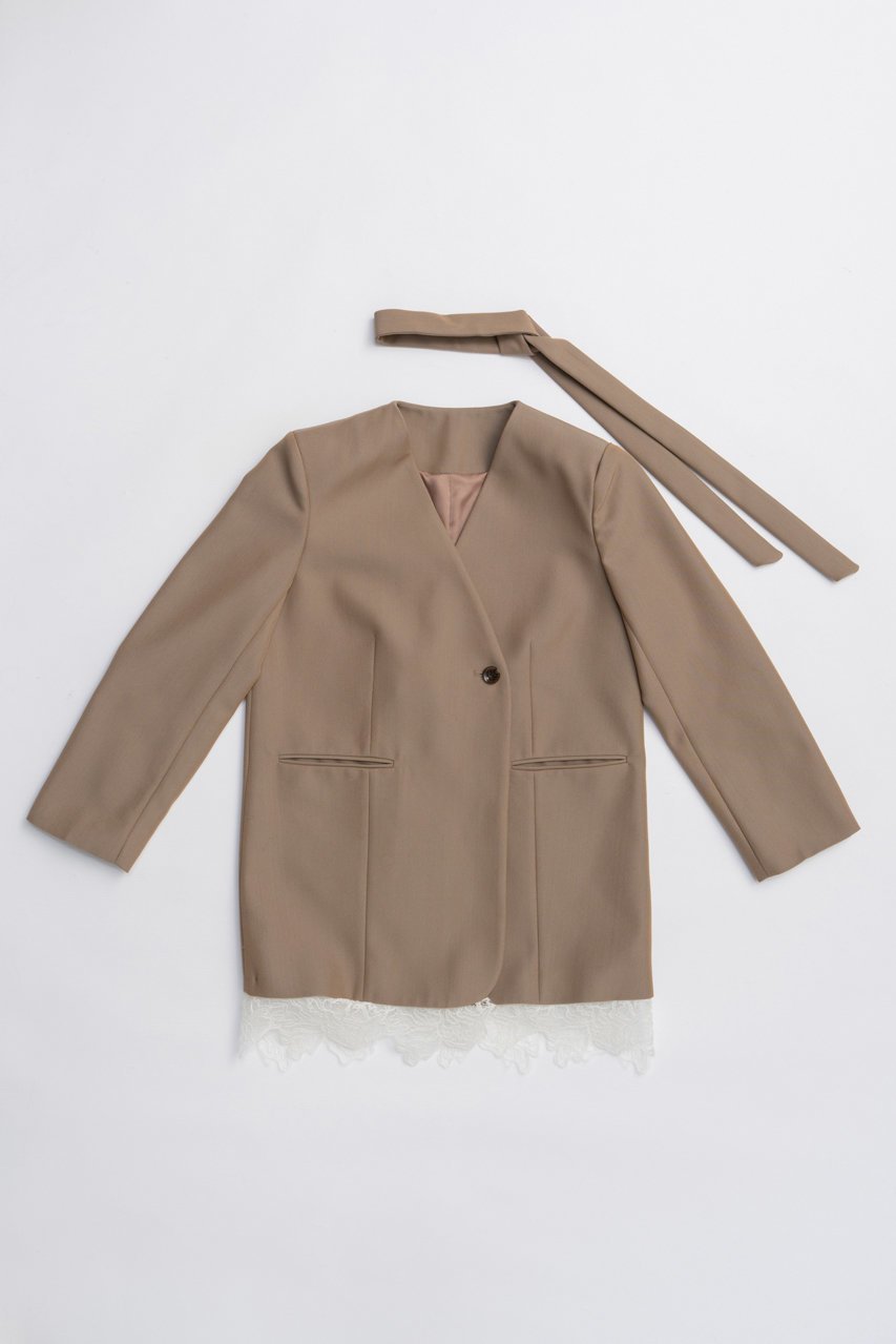 【プランク プロジェクト/PRANK PROJECT】のグランピアンズウールノーカラージャケット / Grand Pianist Wool No-Collar Jacket インテリア・キッズ・メンズ・レディースファッション・服の通販 founy(ファニー) 　ファッション　Fashion　レディースファッション　Fashion for Women　アウター　Coat / Outerwear Collection　レディースジャケット・軽アウター　Jackets　ノーカラージャケット / シンプル上品コーデ　Collarless Jackets　シンプル　Simple, Minimal　ジャケット　Jacket, Outerwear　トレンド　Trend, Trending Now　フリル　Frill, Ruffle　レース　Lace, Lace Fabric　A/W・秋冬　Autumn/Winter　2025年　2025　2025-2026秋冬・A/W　Autumn/Winter 2025–26 AW25–26　BGE(ベージュ)|ID: prp329100004622169 ipo3291000000033170010