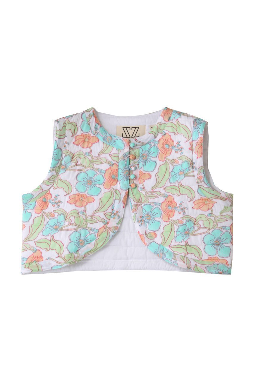 【エスゼット ブロックプリント/SZ Blockprints】のBOLERO VEST FLOWER POWER コットンベスト 人気、トレンドファッション・服の通販 founy(ファニー) 　ファッション　Fashion　レディースファッション　Fashion for Women　アウター　Coat / Outerwear Collection　レディースジャケット・軽アウター　Jackets　ボレロ・ショート丈ジャケット / ドレス羽織りに　Boleros & Short Jackets　2025年　2025　2025-2026秋冬・A/W　Autumn/Winter 2025–26 AW25–26　キルティング　Quilted, Quilting　クロップド　Cropped, Short Length　コンパクト　Compact, Small Size　ジャケット　Jacket, Outerwear　ドレス　Dress, One-Piece　ベスト　Vest, Waistcoat　ボレロ　Bolero, Short Cardigan　A/W・秋冬　Autumn/Winter　 other-1|ID: prp329100004622171 ipo3291000000033170029