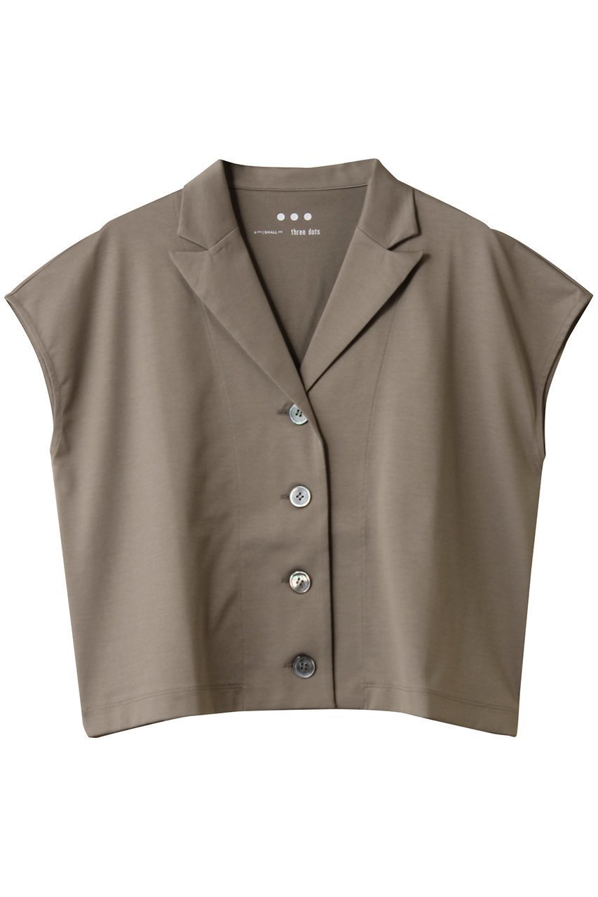 【スリー ドッツ/three dots】のシルキーコットン ライトジレ インテリア・キッズ・メンズ・レディースファッション・服の通販 founy(ファニー) 　ファッション　Fashion　レディースファッション　Fashion for Women　アウター　Coat / Outerwear Collection　レディースジャケット・軽アウター　Jackets　2025年　2025　2025-2026秋冬・A/W　Autumn/Winter 2025–26 AW25–26　コンパクト　Compact, Small Size　シンプル　Simple, Minimal　ジャケット　Jacket, Outerwear　バランス　Balance, Style Balance　フォルム　Silhouette, Form　ベスト　Vest, Waistcoat　ボトム　Bottoms, Lower Wear　A/W・秋冬　Autumn/Winter　グレーベージュ|ID: prp329100004622172 ipo3291000000033170040