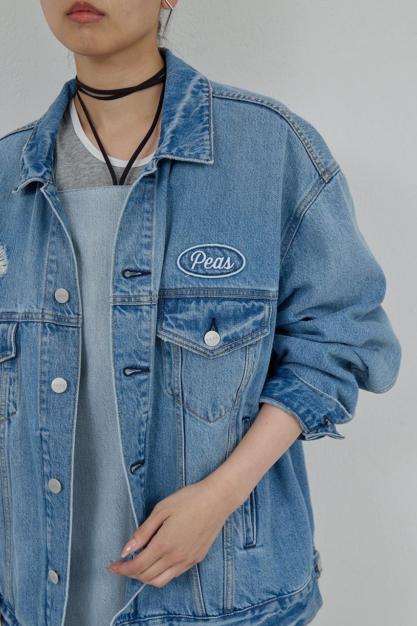 【ガリャルダガランテ/GALLARDAGALANTE】の【PEAS】オーバーGジャン インテリア・キッズ・メンズ・レディースファッション・服の通販 founy(ファニー) 　ファッション　Fashion　レディースファッション　Fashion for Women　アウター　Coat / Outerwear Collection　レディースジャケット・軽アウター　Jackets　2025年　2025　2025-2026秋冬・A/W　Autumn/Winter 2025–26 AW25–26　ジャケット　Jacket, Outerwear　ダメージ　Distressed, Destroyed　デニム　Denim, Jeans Material　ネップ　Nepp, Slub Yarn　ブリーチ　Bleach, Washed Finish　ボックス　Boxy, Box Shape　ヴィンテージ　Vintage Style　A/W・秋冬　Autumn/Winter　スカイブルー|ID: prp329100004622175 ipo3291000000033170062