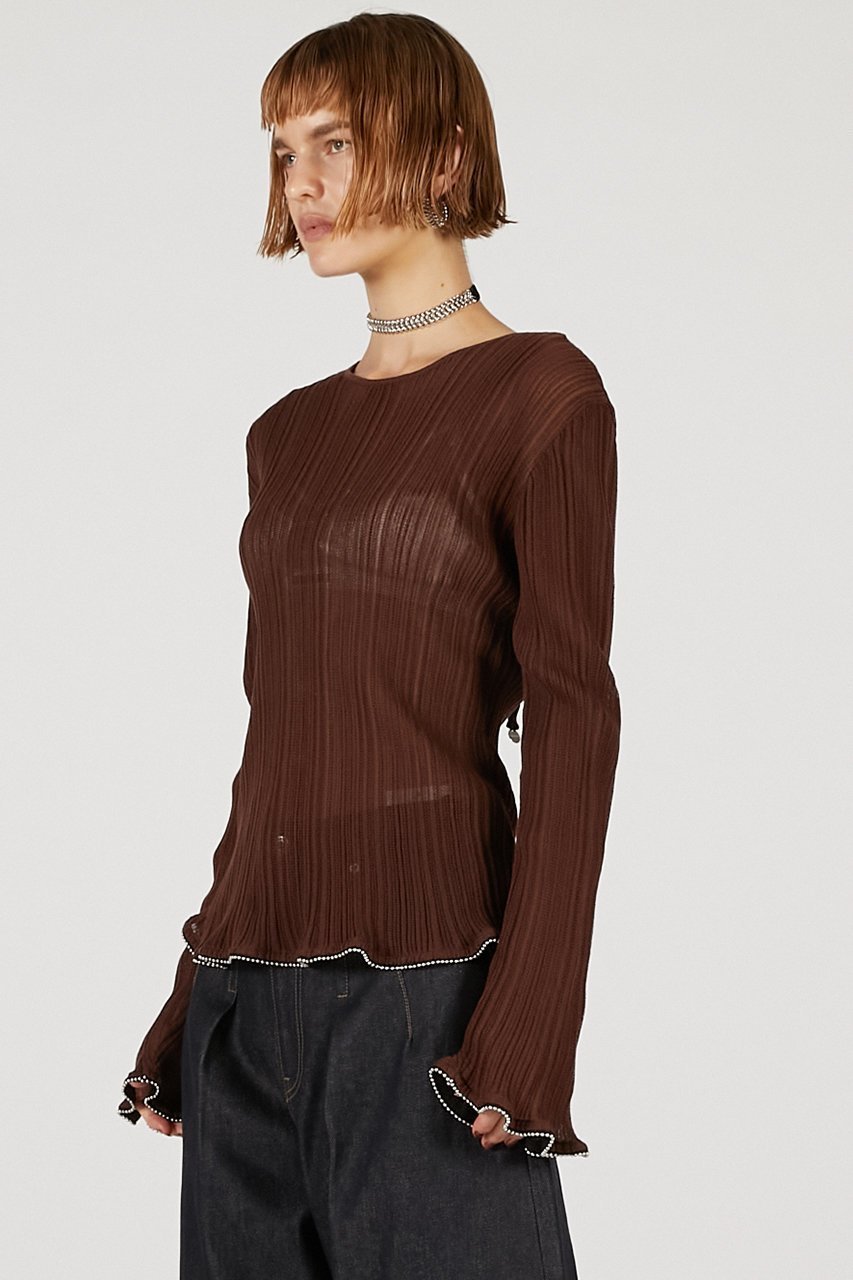 【プランク プロジェクト/PRANK PROJECT】のビーズヘムニットトップ / Beaded Hem Top 人気、トレンドファッション・服の通販 founy(ファニー) 　ファッション　Fashion　レディースファッション　Fashion for Women　トップス・カットソー　Cut & Sew Tops　ニット　Knit Tops & Sweaters　カジュアルプルオーバー・ニットトップス　Pullovers & Knit Tops / Casual Pullovers　カーディガン　Cardigan, Knitwear　シンプル　Simple, Minimal　セットアップ　Set-Up, Coordinated Outfit　プリーツ　Pleats, Pleated　メタル　Metal, Metal Parts　ラッフル　Ruffle, Frill　夏　Summer　羽織　Haori, Light Jacket　other-7|ID: prp329100004622179 ipo3291000000035572506