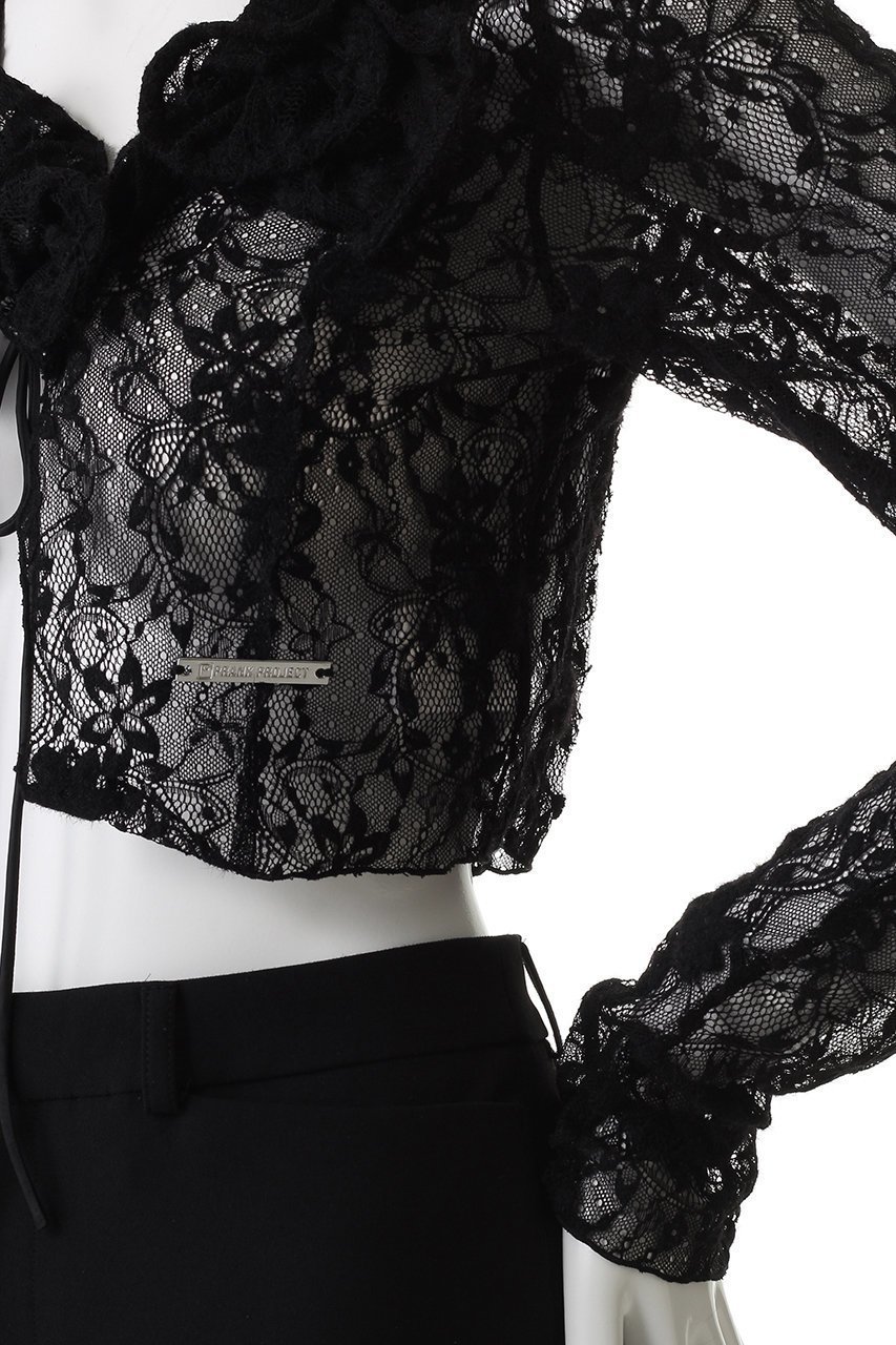 【プランク プロジェクト/PRANK PROJECT】のレースフリルウェーブカーディガン / Lace Frill Wave Cardigan 人気、トレンドファッション・服の通販 founy(ファニー) 　ファッション　Fashion　レディースファッション　Fashion for Women　トップス・カットソー　Cut & Sew Tops　ニット　Knit Tops & Sweaters　カーディガン・羽織り　Layered Style Cardigans　おすすめ　Recommended / Our Picks　ウェーブ　Wavy Pattern　カーディガン　Cardigan, Knitwear　ストレッチ　Stretch, Stretchy Fabric　フラワー　Flower, Floral　フリル　Frill, Ruffle　フロント　Front, Front Design　ランダム　Random, Irregular　リボン　Ribbon, Bow　レース　Lace, Lace Fabric　other-5|ID: prp329100004622181 ipo3291000000035867803