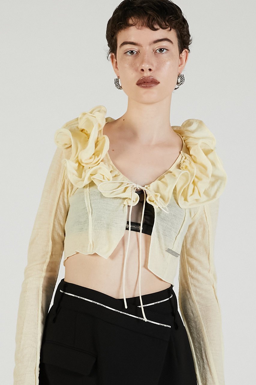 【プランク プロジェクト/PRANK PROJECT】のフリルウェーブカーディガン / Frill Wave Cardigan 人気、トレンドファッション・服の通販 founy(ファニー) 　ファッション　Fashion　レディースファッション　Fashion for Women　トップス・カットソー　Cut & Sew Tops　ニット　Knit Tops & Sweaters　カーディガン・羽織り　Layered Style Cardigans　2025年　2025　2025-2026秋冬・A/W　Autumn/Winter 2025–26 AW25–26　おすすめ　Recommended / Our Picks　ウェーブ　Wavy Pattern　カットソー　Cut and Sewn Top　カーディガン　Cardigan, Knitwear　フィット　Fit, Slim Fit　フリル　Frill, Ruffle　フロント　Front, Front Design　ランダム　Random, Irregular　リボン　Ribbon, Bow　A/W・秋冬　Autumn/Winter　other-2|ID: prp329100004622182 ipo3291000000033170131