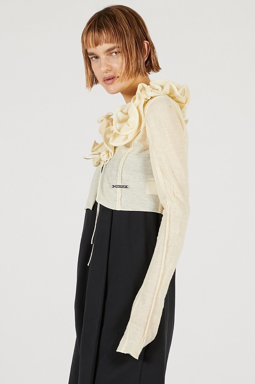 【プランク プロジェクト/PRANK PROJECT】のフリルウェーブカーディガン / Frill Wave Cardigan 人気、トレンドファッション・服の通販 founy(ファニー) 　ファッション　Fashion　レディースファッション　Fashion for Women　トップス・カットソー　Cut & Sew Tops　ニット　Knit Tops & Sweaters　カーディガン・羽織り　Layered Style Cardigans　2025年　2025　2025-2026秋冬・A/W　Autumn/Winter 2025–26 AW25–26　おすすめ　Recommended / Our Picks　ウェーブ　Wavy Pattern　カットソー　Cut and Sewn Top　カーディガン　Cardigan, Knitwear　フィット　Fit, Slim Fit　フリル　Frill, Ruffle　フロント　Front, Front Design　ランダム　Random, Irregular　リボン　Ribbon, Bow　A/W・秋冬　Autumn/Winter　other-5|ID: prp329100004622182 ipo3291000000033170134