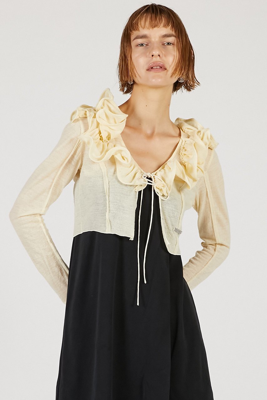 【プランク プロジェクト/PRANK PROJECT】のフリルウェーブカーディガン / Frill Wave Cardigan 人気、トレンドファッション・服の通販 founy(ファニー) 　ファッション　Fashion　レディースファッション　Fashion for Women　トップス・カットソー　Cut & Sew Tops　ニット　Knit Tops & Sweaters　カーディガン・羽織り　Layered Style Cardigans　2025年　2025　2025-2026秋冬・A/W　Autumn/Winter 2025–26 AW25–26　おすすめ　Recommended / Our Picks　ウェーブ　Wavy Pattern　カットソー　Cut and Sewn Top　カーディガン　Cardigan, Knitwear　フィット　Fit, Slim Fit　フリル　Frill, Ruffle　フロント　Front, Front Design　ランダム　Random, Irregular　リボン　Ribbon, Bow　A/W・秋冬　Autumn/Winter　other-8|ID: prp329100004622182 ipo3291000000033170137