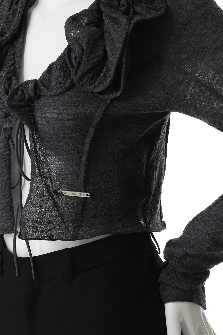 【プランク プロジェクト/PRANK PROJECT】のフリルウェーブカーディガン / Frill Wave Cardigan 人気、トレンドファッション・服の通販 founy(ファニー) 　ファッション　Fashion　レディースファッション　Fashion for Women　トップス・カットソー　Cut & Sew Tops　ニット　Knit Tops & Sweaters　カーディガン・羽織り　Layered Style Cardigans　おすすめ　Recommended / Our Picks　ウェーブ　Wavy Pattern　カットソー　Cut and Sewn Top　カーディガン　Cardigan, Knitwear　フィット　Fit, Slim Fit　フリル　Frill, Ruffle　フロント　Front, Front Design　ランダム　Random, Irregular　リボン　Ribbon, Bow　other-5|ID: prp329100004622182 ipo3291000000035572513