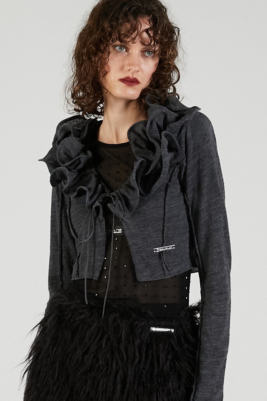 【プランク プロジェクト/PRANK PROJECT】のフリルウェーブカーディガン / Frill Wave Cardigan 人気、トレンドファッション・服の通販 founy(ファニー) 　ファッション　Fashion　レディースファッション　Fashion for Women　トップス・カットソー　Cut & Sew Tops　ニット　Knit Tops & Sweaters　カーディガン・羽織り　Layered Style Cardigans　おすすめ　Recommended / Our Picks　ウェーブ　Wavy Pattern　カットソー　Cut and Sewn Top　カーディガン　Cardigan, Knitwear　フィット　Fit, Slim Fit　フリル　Frill, Ruffle　フロント　Front, Front Design　ランダム　Random, Irregular　リボン　Ribbon, Bow　other-8|ID: prp329100004622182 ipo3291000000035572520