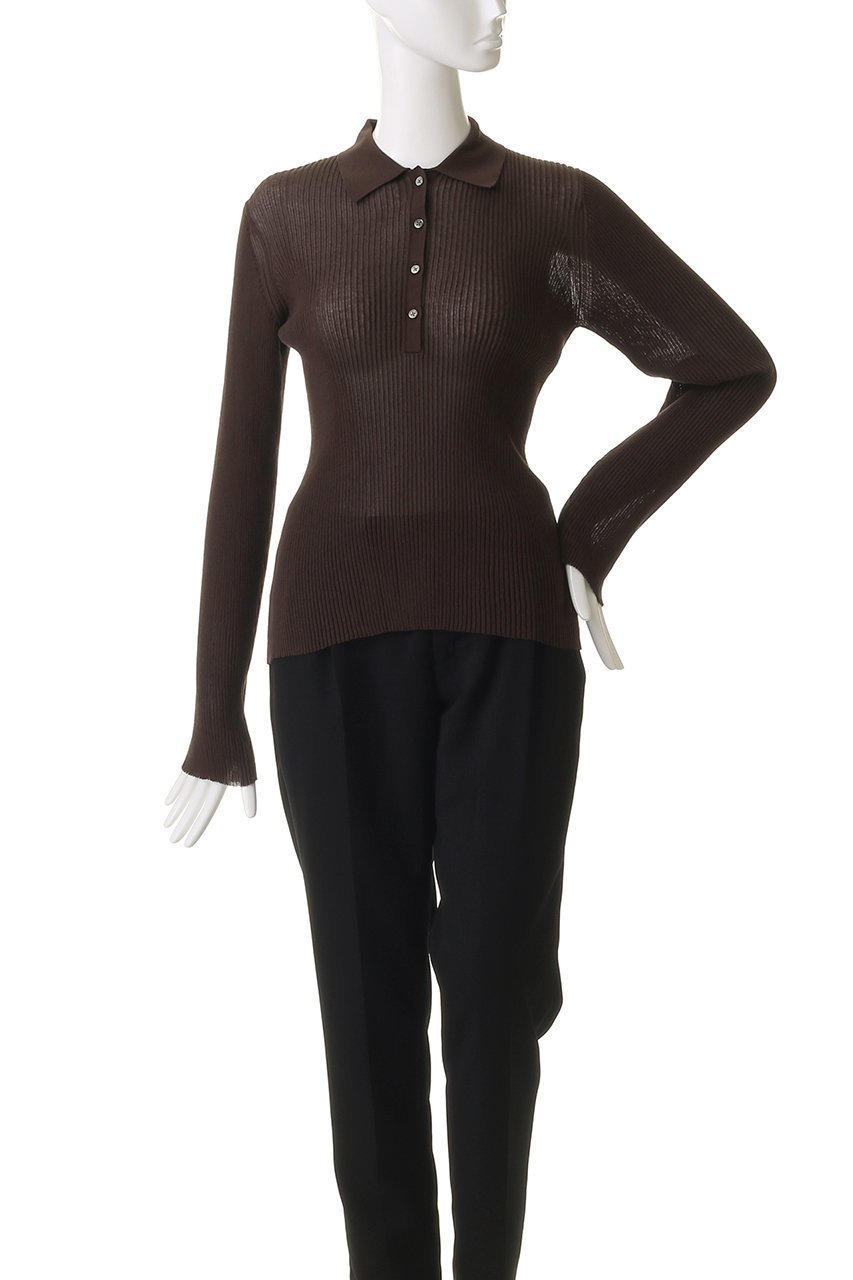 【イレーヴ/YLEVE】のシアー リブ ニット ロングスリーブ ポロ 人気、トレンドファッション・服の通販 founy(ファニー) 　ファッション　Fashion　レディースファッション　Fashion for Women　トップス・カットソー　Cut & Sew Tops　ニット　Knit Tops & Sweaters　カジュアルプルオーバー・ニットトップス　Pullovers & Knit Tops / Casual Pullovers　シアー　Sheer, See-Through　スポーティ　Sporty, Casual Athletic　スリーブ　Sleeve, Long Sleeve / Short Sleeve　トレンド　Trend, Trending Now　ロング　Long, Long-Length　ワイド　Wide, Wide Fit　エレガント 上品　Elegant　other-2|ID: prp329100004622183 ipo3291000000035572521