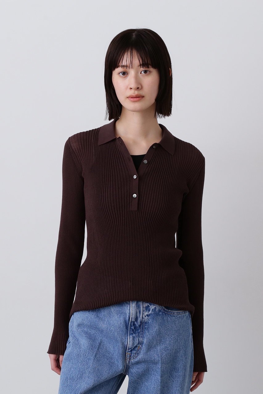 【イレーヴ/YLEVE】のシアー リブ ニット ロングスリーブ ポロ 人気、トレンドファッション・服の通販 founy(ファニー) 　ファッション　Fashion　レディースファッション　Fashion for Women　トップス・カットソー　Cut & Sew Tops　ニット　Knit Tops & Sweaters　カジュアルプルオーバー・ニットトップス　Pullovers & Knit Tops / Casual Pullovers　シアー　Sheer, See-Through　スポーティ　Sporty, Casual Athletic　スリーブ　Sleeve, Long Sleeve / Short Sleeve　トレンド　Trend, Trending Now　ロング　Long, Long-Length　ワイド　Wide, Wide Fit　エレガント 上品　Elegant　other-7|ID: prp329100004622183 ipo3291000000035572530