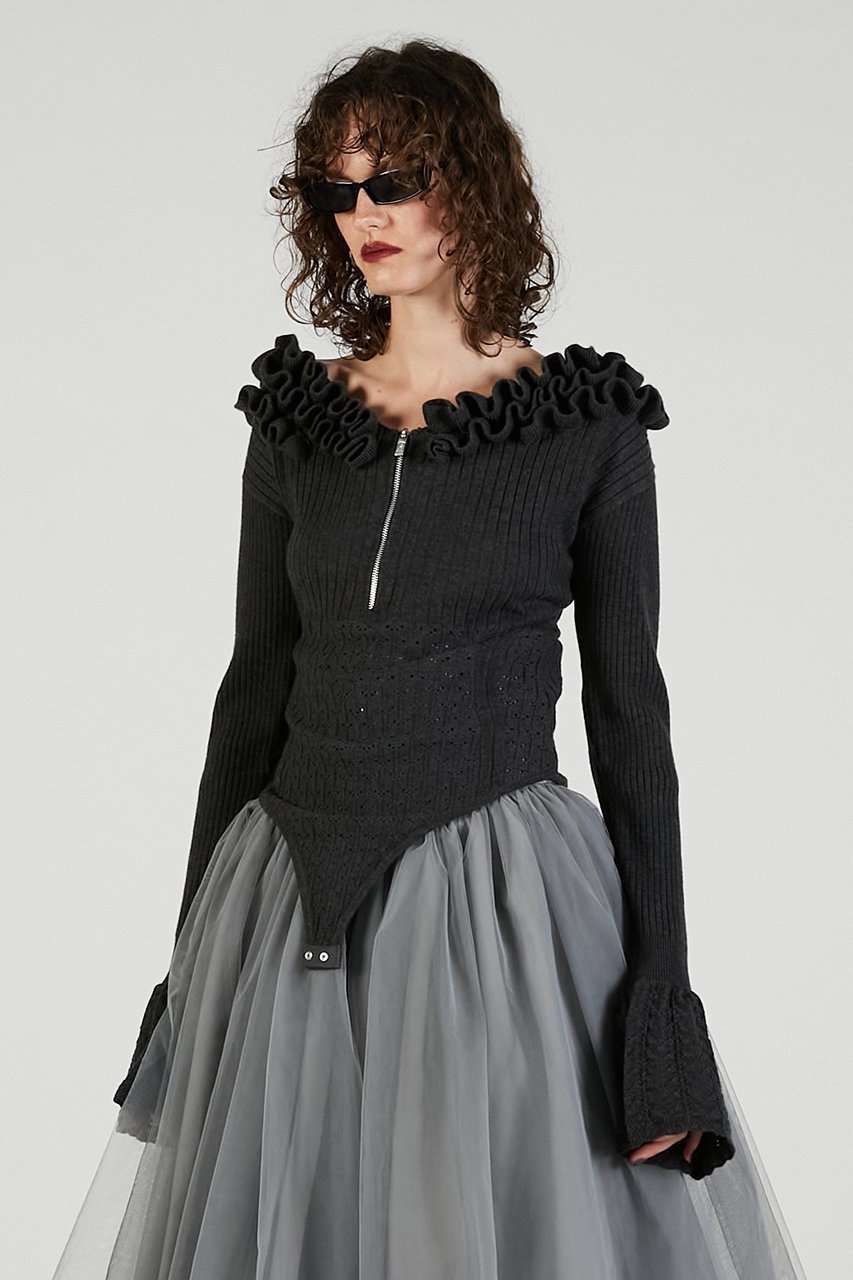 【プランク プロジェクト/PRANK PROJECT】のフリルニットボディスーツ / Frill Knit Bodysuit 人気、トレンドファッション・服の通販 founy(ファニー) 　ファッション　Fashion　レディースファッション　Fashion for Women　トップス・カットソー　Cut & Sew Tops　ニット　Knit Tops & Sweaters　カジュアルプルオーバー・ニットトップス　Pullovers & Knit Tops / Casual Pullovers　2025年　2025　2025-2026秋冬・A/W　Autumn/Winter 2025–26 AW25–26　おすすめ　Recommended / Our Picks　スタイリッシュ　Stylish, Fashionable　ストレッチ　Stretch, Stretchy Fabric　タンク　Tank Top, Sleeveless Top　フリル　Frill, Ruffle　レース　Lace, Lace Fabric　A/W・秋冬　Autumn/Winter　other-4|ID: prp329100004622185 ipo3291000000033170171