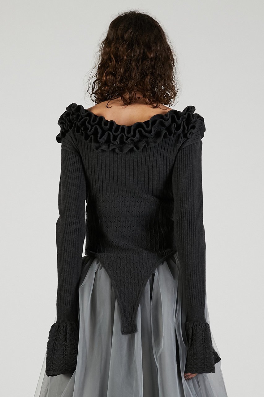 【プランク プロジェクト/PRANK PROJECT】のフリルニットボディスーツ / Frill Knit Bodysuit 人気、トレンドファッション・服の通販 founy(ファニー) 　ファッション　Fashion　レディースファッション　Fashion for Women　トップス・カットソー　Cut & Sew Tops　ニット　Knit Tops & Sweaters　カジュアルプルオーバー・ニットトップス　Pullovers & Knit Tops / Casual Pullovers　2025年　2025　2025-2026秋冬・A/W　Autumn/Winter 2025–26 AW25–26　おすすめ　Recommended / Our Picks　スタイリッシュ　Stylish, Fashionable　ストレッチ　Stretch, Stretchy Fabric　タンク　Tank Top, Sleeveless Top　フリル　Frill, Ruffle　レース　Lace, Lace Fabric　A/W・秋冬　Autumn/Winter　other-5|ID: prp329100004622185 ipo3291000000033170172