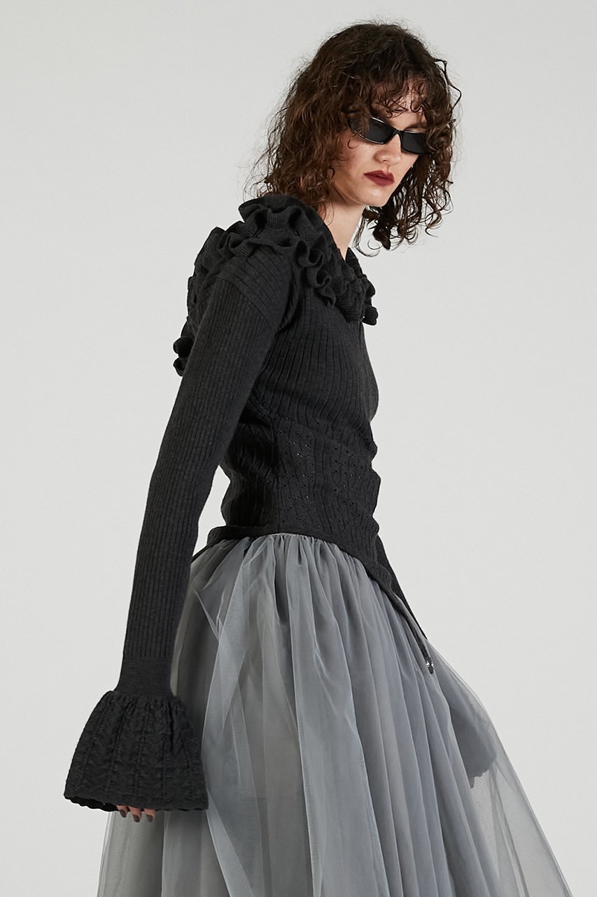 【プランク プロジェクト/PRANK PROJECT】のフリルニットボディスーツ / Frill Knit Bodysuit 人気、トレンドファッション・服の通販 founy(ファニー) 　ファッション　Fashion　レディースファッション　Fashion for Women　トップス・カットソー　Cut & Sew Tops　ニット　Knit Tops & Sweaters　カジュアルプルオーバー・ニットトップス　Pullovers & Knit Tops / Casual Pullovers　2025年　2025　2025-2026秋冬・A/W　Autumn/Winter 2025–26 AW25–26　おすすめ　Recommended / Our Picks　スタイリッシュ　Stylish, Fashionable　ストレッチ　Stretch, Stretchy Fabric　タンク　Tank Top, Sleeveless Top　フリル　Frill, Ruffle　レース　Lace, Lace Fabric　A/W・秋冬　Autumn/Winter　other-6|ID: prp329100004622185 ipo3291000000033170173