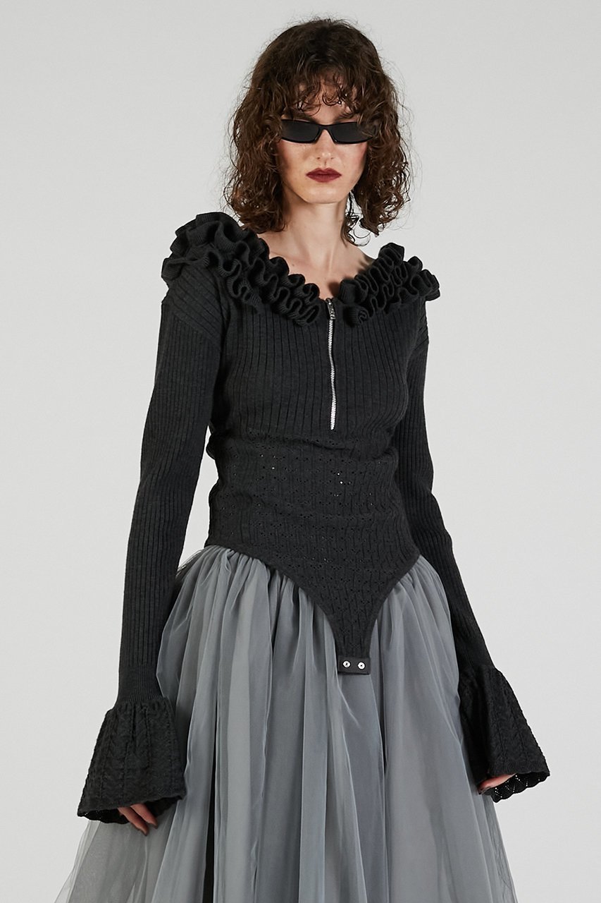 【プランク プロジェクト/PRANK PROJECT】のフリルニットボディスーツ / Frill Knit Bodysuit 人気、トレンドファッション・服の通販 founy(ファニー) 　ファッション　Fashion　レディースファッション　Fashion for Women　トップス・カットソー　Cut & Sew Tops　ニット　Knit Tops & Sweaters　カジュアルプルオーバー・ニットトップス　Pullovers & Knit Tops / Casual Pullovers　2025年　2025　2025-2026秋冬・A/W　Autumn/Winter 2025–26 AW25–26　おすすめ　Recommended / Our Picks　スタイリッシュ　Stylish, Fashionable　ストレッチ　Stretch, Stretchy Fabric　タンク　Tank Top, Sleeveless Top　フリル　Frill, Ruffle　レース　Lace, Lace Fabric　A/W・秋冬　Autumn/Winter　other-7|ID: prp329100004622185 ipo3291000000033170174
