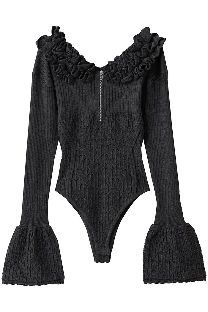 【プランク プロジェクト/PRANK PROJECT】のフリルニットボディスーツ / Frill Knit Bodysuit インテリア・キッズ・メンズ・レディースファッション・服の通販 founy(ファウニー) https://founy.com/ ファッション Fashion レディースファッション Fashion for Women トップス・カットソー Cut & Sew Tops ニット Knit Tops & Sweaters カジュアルプルオーバー・ニットトップス Pullovers & Knit Tops / Casual Pullovers おすすめ Recommended / Our Picks スタイリッシュ Stylish, Fashionable ストレッチ Stretch, Stretchy Fabric タンク Tank Top, Sleeveless Top フリル Frill, Ruffle レース Lace, Lace Fabric |ID: prp329100004622185 ipo3291000000036465583