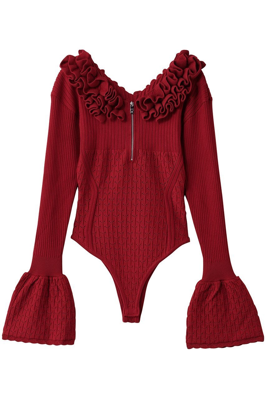 【プランク プロジェクト/PRANK PROJECT】のフリルニットボディスーツ / Frill Knit Bodysuit インテリア・キッズ・メンズ・レディースファッション・服の通販 founy(ファニー) ファッション Fashion レディースファッション Fashion for Women トップス・カットソー Cut & Sew Tops ニット Knit Tops & Sweaters カジュアルプルオーバー・ニットトップス Pullovers & Knit Tops / Casual Pullovers おすすめ Recommended / Our Picks スタイリッシュ Stylish, Fashionable ストレッチ Stretch, Stretchy Fabric タンク Tank Top, Sleeveless Top フリル Frill, Ruffle レース Lace, Lace Fabric RED(レッド)|ID: prp329100004622185 ipo3291000000036465586