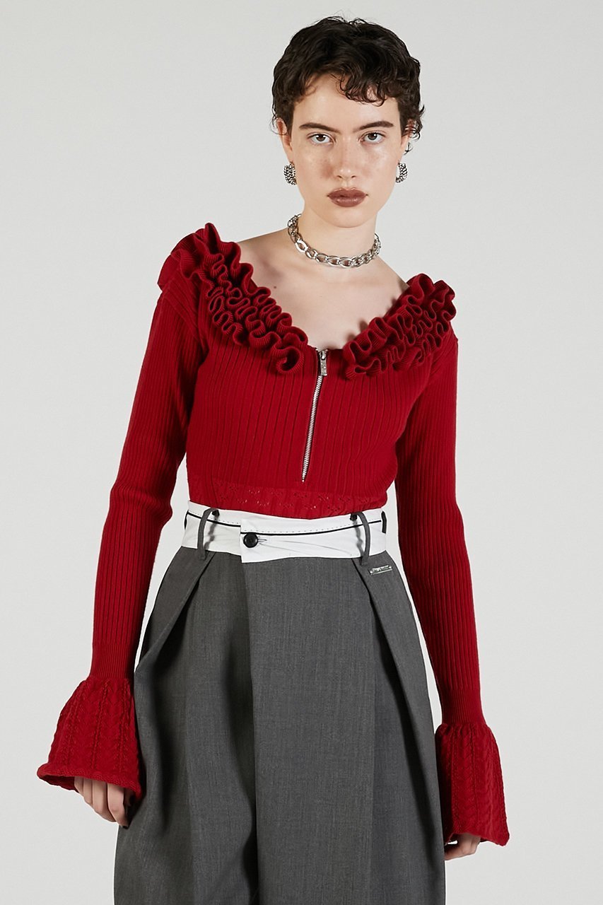 【プランク プロジェクト/PRANK PROJECT】のフリルニットボディスーツ / Frill Knit Bodysuit 人気、トレンドファッション・服の通販 founy(ファニー) ファッション Fashion レディースファッション Fashion for Women トップス・カットソー Cut & Sew Tops ニット Knit Tops & Sweaters カジュアルプルオーバー・ニットトップス Pullovers & Knit Tops / Casual Pullovers おすすめ Recommended / Our Picks スタイリッシュ Stylish, Fashionable ストレッチ Stretch, Stretchy Fabric タンク Tank Top, Sleeveless Top フリル Frill, Ruffle レース Lace, Lace Fabric other-6|ID: prp329100004622185 ipo3291000000036597129