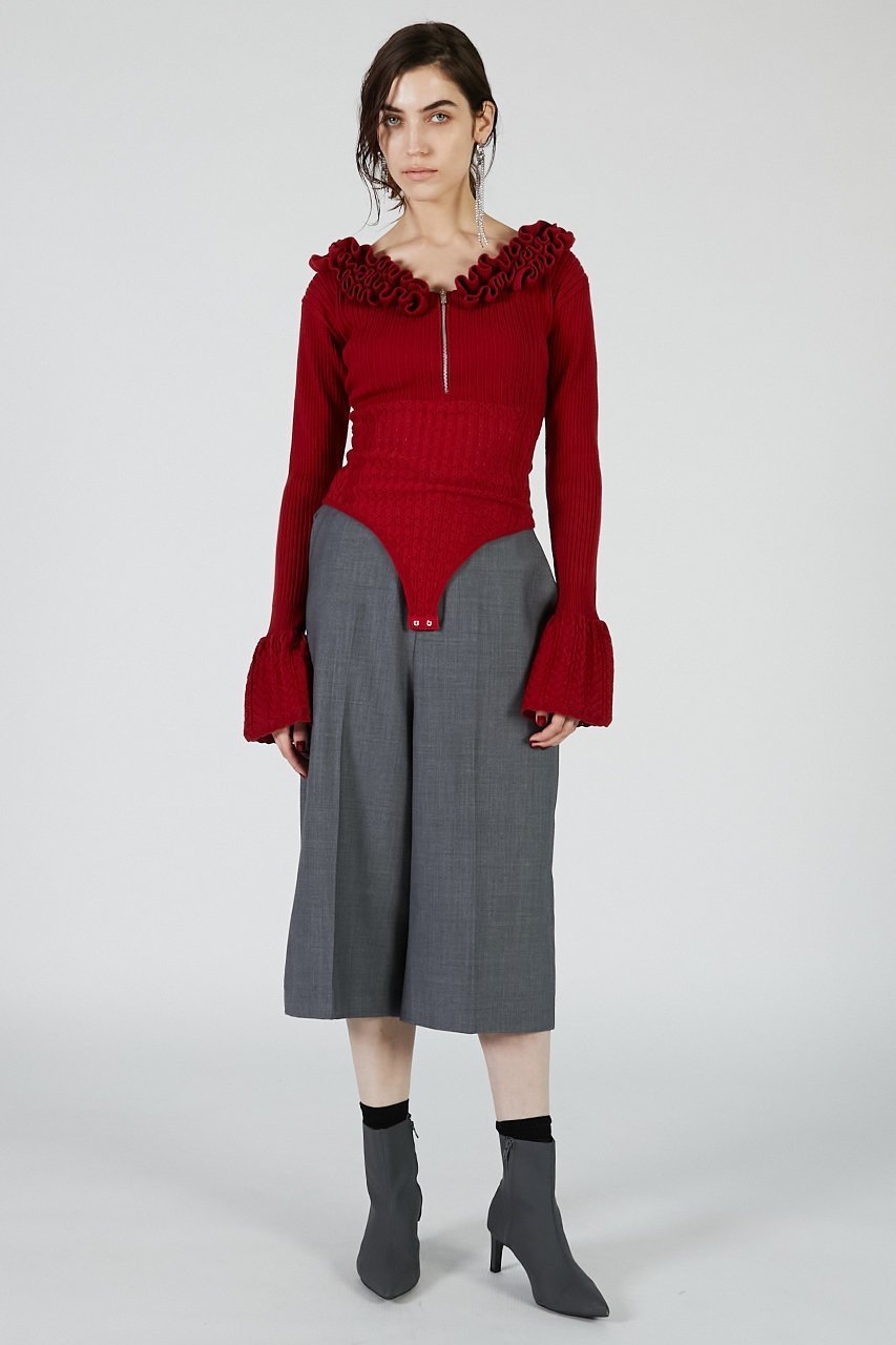 【プランク プロジェクト/PRANK PROJECT】のフリルニットボディスーツ / Frill Knit Bodysuit 人気、トレンドファッション・服の通販 founy(ファニー) ファッション Fashion レディースファッション Fashion for Women トップス・カットソー Cut & Sew Tops ニット Knit Tops & Sweaters カジュアルプルオーバー・ニットトップス Pullovers & Knit Tops / Casual Pullovers おすすめ Recommended / Our Picks スタイリッシュ Stylish, Fashionable ストレッチ Stretch, Stretchy Fabric タンク Tank Top, Sleeveless Top フリル Frill, Ruffle レース Lace, Lace Fabric other-8|ID: prp329100004622185 ipo3291000000036597131