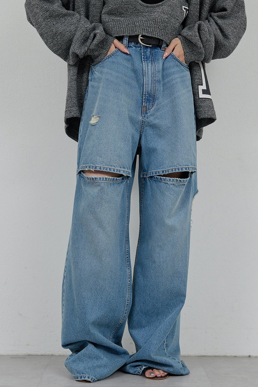 【ガリャルダガランテ/GALLARDAGALANTE】の【PEAS】スラッシュデニムパンツ 人気、トレンドファッション・服の通販 founy(ファニー) 　ファッション　Fashion　レディースファッション　Fashion for Women　パンツ　Pants & Trousers　デニムパンツ・ジーンズ・美脚デニム　Denim Jeans & Pants　2025年　2025　2025-2026秋冬・A/W　Autumn/Winter 2025–26 AW25–26　ダメージ　Distressed, Destroyed　デニム　Denim, Jeans Material　A/W・秋冬　Autumn/Winter　 other-1|ID: prp329100004622191 ipo3291000000033170217