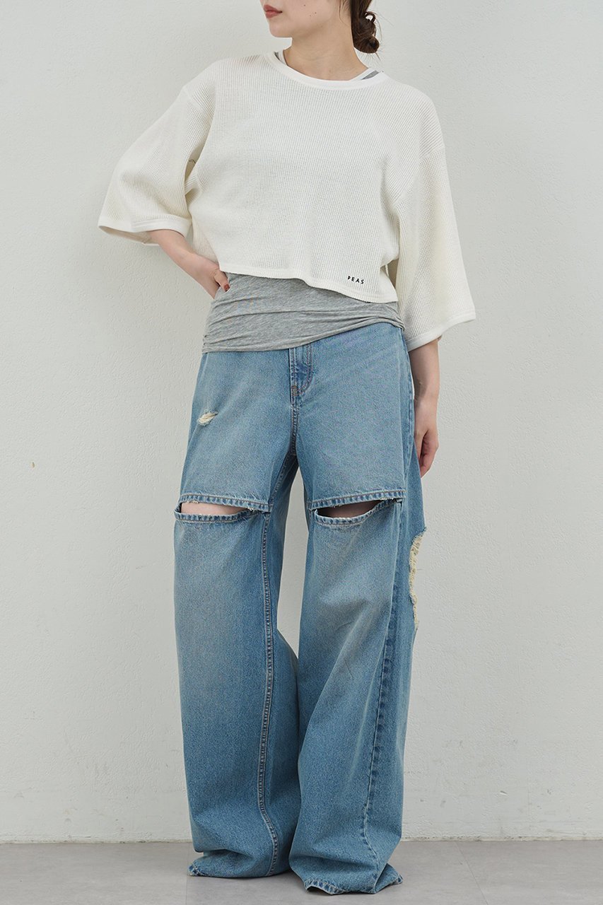【ガリャルダガランテ/GALLARDAGALANTE】の【PEAS】スラッシュデニムパンツ 人気、トレンドファッション・服の通販 founy(ファニー) 　ファッション　Fashion　レディースファッション　Fashion for Women　パンツ　Pants & Trousers　デニムパンツ・ジーンズ・美脚デニム　Denim Jeans & Pants　2025年　2025　2025-2026秋冬・A/W　Autumn/Winter 2025–26 AW25–26　ダメージ　Distressed, Destroyed　デニム　Denim, Jeans Material　A/W・秋冬　Autumn/Winter　other-8|ID: prp329100004622191 ipo3291000000033170226