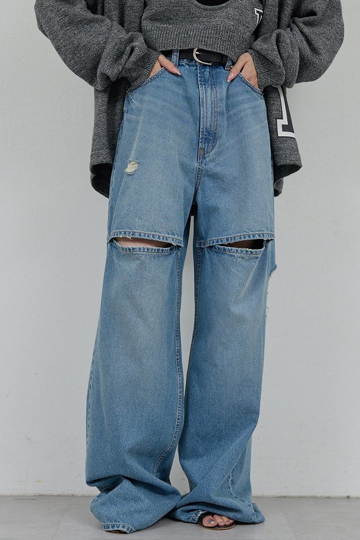 【ガリャルダガランテ/GALLARDAGALANTE】の【PEAS】スラッシュデニムパンツ インテリア・キッズ・メンズ・レディースファッション・服の通販 founy(ファニー) https://founy.com/ ファッション Fashion レディースファッション Fashion for Women パンツ Pants & Trousers デニムパンツ・ジーンズ・美脚デニム Denim Jeans & Pants ダメージ Distressed, Destroyed デニム Denim, Jeans Material |ID: prp329100004622191 ipo3291000000036131940