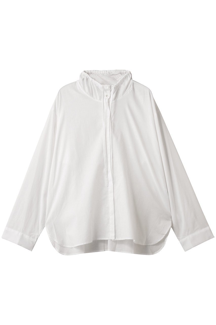 【ミズイロ インド/mizuiro ind】のgathered stand collar shirt シャツ インテリア・キッズ・メンズ・レディースファッション・服の通販 founy(ファニー) 　ファッション　Fashion　レディースファッション　Fashion for Women　トップス・カットソー　Cut & Sew Tops　シャツ・ブラウス・オフィスカジュアル　Elegant Blouses & Button-Ups　2025年　2025　2025-2026秋冬・A/W　Autumn/Winter 2025–26 AW25–26　ギャザー　Gathered, Ruffled　スリーブ　Sleeve, Long Sleeve / Short Sleeve　デニム　Denim, Jeans Material　マキシ　Maxi, Full Length　リボン　Ribbon, Bow　ロング　Long, Long-Length　A/W・秋冬　Autumn/Winter　off white|ID: prp329100004622691 ipo3291000000033181738