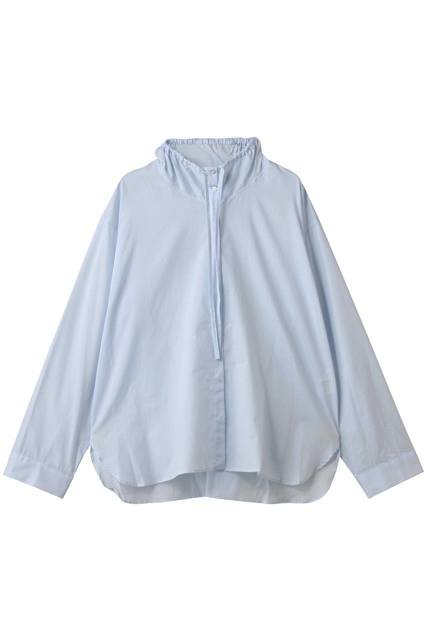 【ミズイロ インド/mizuiro ind】のgathered stand collar shirt シャツ インテリア・キッズ・メンズ・レディースファッション・服の通販 founy(ファニー) 　ファッション　Fashion　レディースファッション　Fashion for Women　トップス・カットソー　Cut & Sew Tops　シャツ・ブラウス・オフィスカジュアル　Elegant Blouses & Button-Ups　2025年　2025　2025-2026秋冬・A/W　Autumn/Winter 2025–26 AW25–26　ギャザー　Gathered, Ruffled　スリーブ　Sleeve, Long Sleeve / Short Sleeve　デニム　Denim, Jeans Material　マキシ　Maxi, Full Length　リボン　Ribbon, Bow　ロング　Long, Long-Length　A/W・秋冬　Autumn/Winter　l.blue|ID: prp329100004622691 ipo3291000000033181739