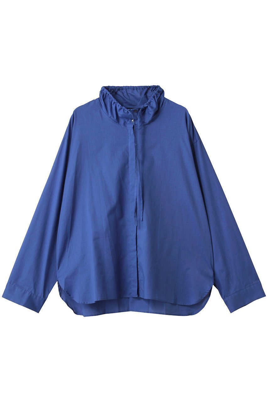 【ミズイロ インド/mizuiro ind】のgathered stand collar shirt シャツ インテリア・キッズ・メンズ・レディースファッション・服の通販 founy(ファニー) 　ファッション　Fashion　レディースファッション　Fashion for Women　トップス・カットソー　Cut & Sew Tops　シャツ・ブラウス・オフィスカジュアル　Elegant Blouses & Button-Ups　2025年　2025　2025-2026秋冬・A/W　Autumn/Winter 2025–26 AW25–26　ギャザー　Gathered, Ruffled　スリーブ　Sleeve, Long Sleeve / Short Sleeve　デニム　Denim, Jeans Material　マキシ　Maxi, Full Length　リボン　Ribbon, Bow　ロング　Long, Long-Length　A/W・秋冬　Autumn/Winter　blue|ID: prp329100004622691 ipo3291000000033181740