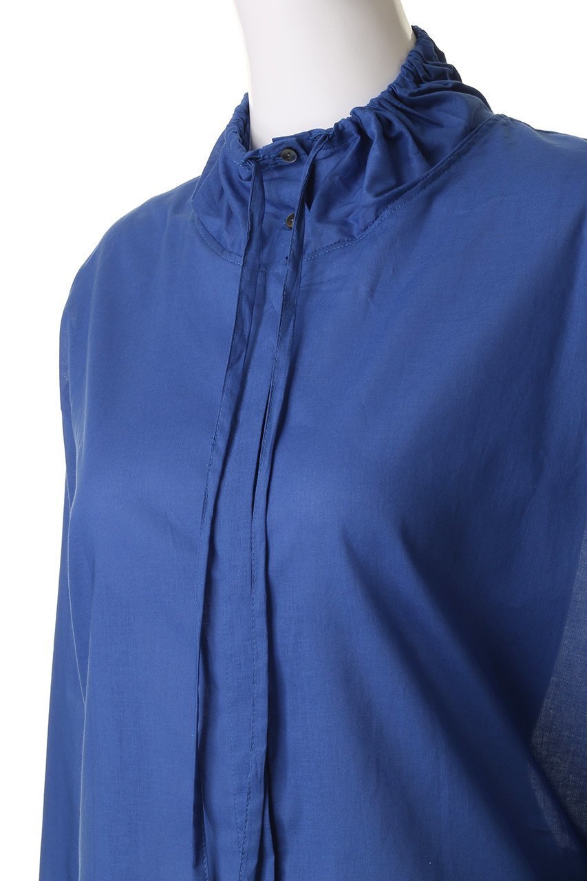 【ミズイロ インド/mizuiro ind】のgathered stand collar shirt シャツ 人気、トレンドファッション・服の通販 founy(ファニー) 　ファッション　Fashion　レディースファッション　Fashion for Women　トップス・カットソー　Cut & Sew Tops　シャツ・ブラウス・オフィスカジュアル　Elegant Blouses & Button-Ups　2025年　2025　2025-2026秋冬・A/W　Autumn/Winter 2025–26 AW25–26　ギャザー　Gathered, Ruffled　スリーブ　Sleeve, Long Sleeve / Short Sleeve　デニム　Denim, Jeans Material　マキシ　Maxi, Full Length　リボン　Ribbon, Bow　ロング　Long, Long-Length　A/W・秋冬　Autumn/Winter　other-5|ID: prp329100004622691 ipo3291000000033181745