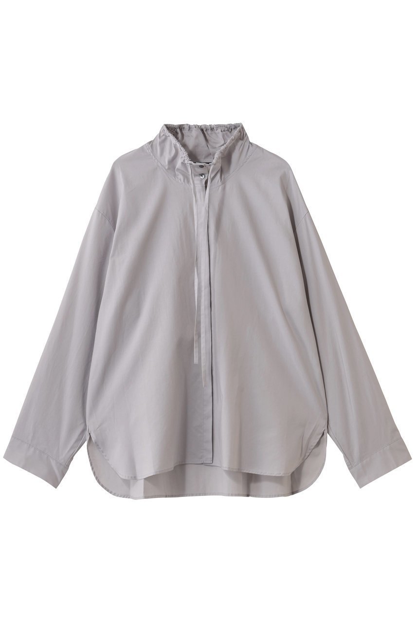 【ミズイロ インド/mizuiro ind】のギャザースタンドカラーシャツ インテリア・キッズ・メンズ・レディースファッション・服の通販 founy(ファニー) 　ファッション　Fashion　レディースファッション　Fashion for Women　トップス・カットソー　Cut & Sew Tops　シャツ・ブラウス・オフィスカジュアル　Elegant Blouses & Button-Ups　ギャザー　Gathered, Ruffled　スリーブ　Sleeve, Long Sleeve / Short Sleeve　デニム　Denim, Jeans Material　マキシ　Maxi, Full Length　リボン　Ribbon, Bow　ロング　Long, Long-Length　l.gray|ID: prp329100004622691 ipo3291000000034755930