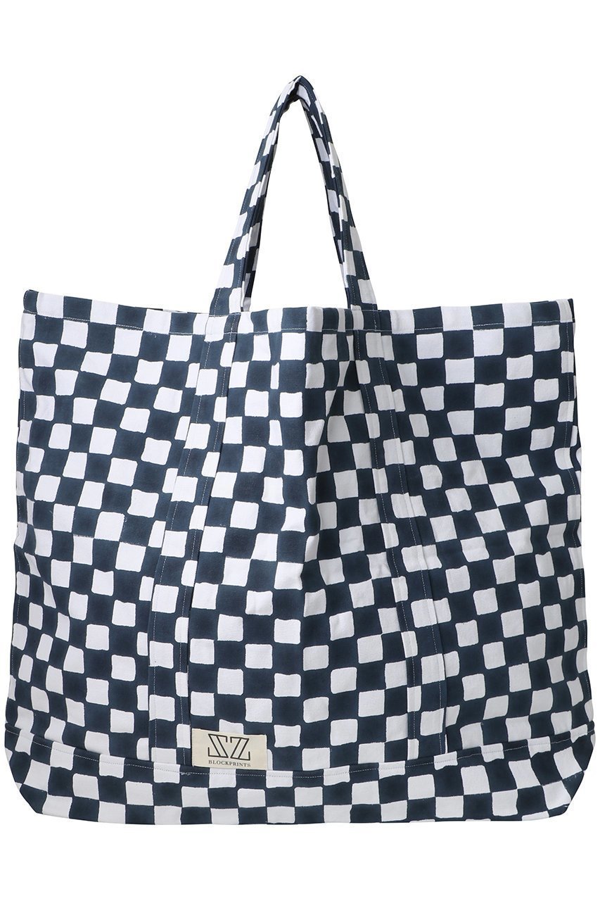 【エスゼット ブロックプリント/SZ Blockprints】のOVERSIZE TOTE CHECK オーバーサイズトートバッグ インテリア・キッズ・メンズ・レディースファッション・服の通販 founy(ファニー) ファッション Fashion レディースファッション Fashion for Women バッグ Bags チェック Check, Plaid, Tartan ブロック Block, Solid Block Pattern 旅行 Travel ブラック|ID: prp329100004623457 ipo3291000000036090047
