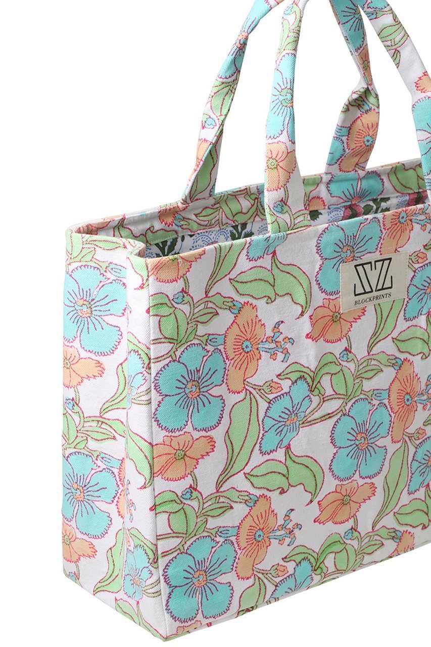 【エスゼット ブロックプリント/SZ Blockprints】のSHOPPER TOTE FLOWER POWER ショッパートートバッグ 人気、トレンドファッション・服の通販 founy(ファニー) 　ファッション　Fashion　レディースファッション　Fashion for Women　バッグ　Bags　2025年　2025　2025-2026秋冬・A/W　Autumn/Winter 2025–26 AW25–26　フラワー　Flower, Floral　プリント　Print, Printed Pattern　旅行　Travel　A/W・秋冬　Autumn/Winter　other-4|ID: prp329100004623459 ipo3291000000033193313