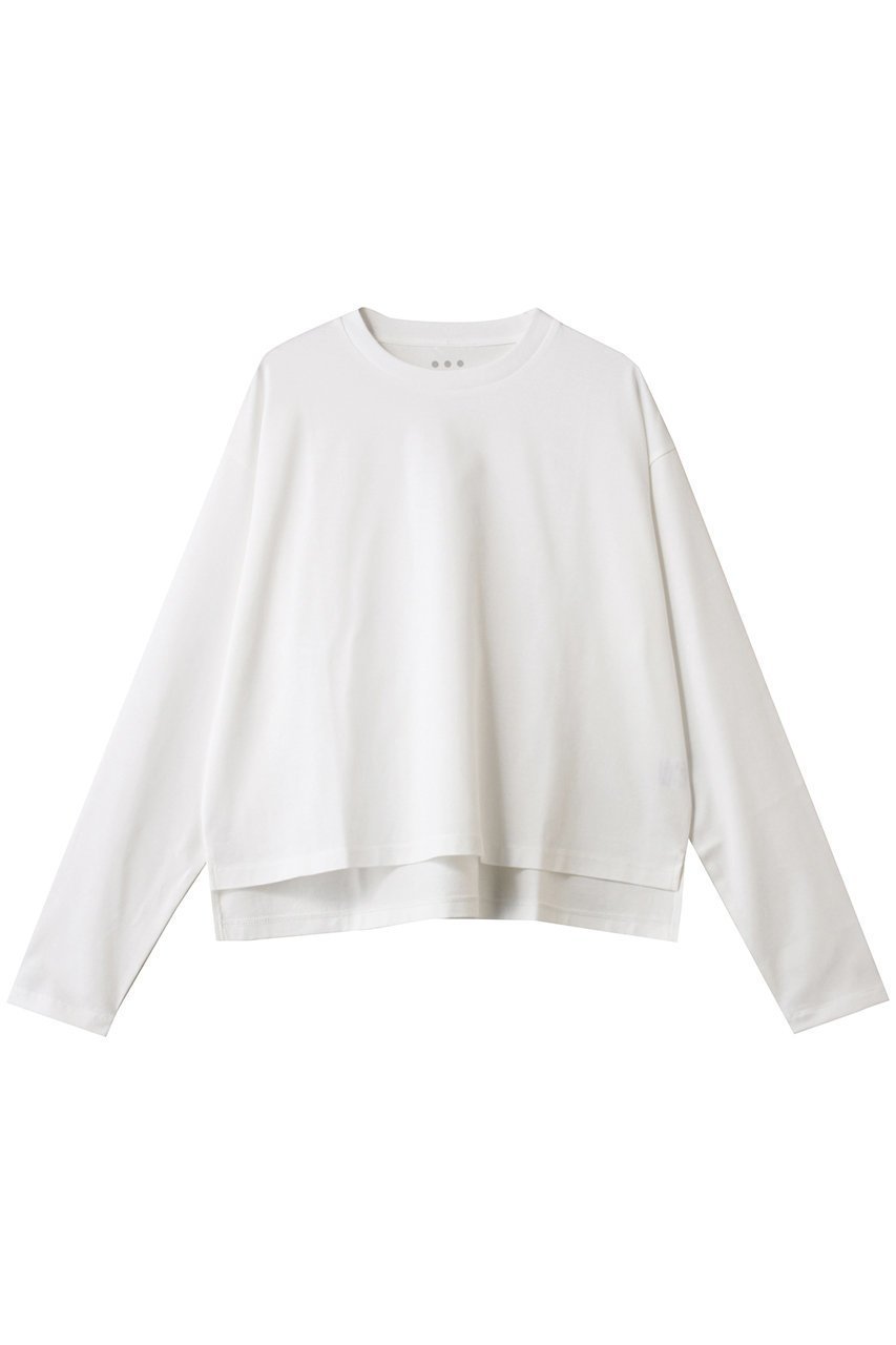 【スリー ドッツ/three dots】のシルキーコットン ライトロングスリーブ インテリア・キッズ・メンズ・レディースファッション・服の通販 founy(ファニー) 　ファッション　Fashion　レディースファッション　Fashion for Women　トップス・カットソー　Cut & Sew Tops　シャツ・ブラウス・オフィスカジュアル　Elegant Blouses & Button-Ups　ロングTシャツ・Tシャツ　Longline T-Shirts & Tees　カットソー・ベーシックTシャツ　Cut-and-Sewn Tops / Stretch Tees & Basics　2025年　2025　2025-2026秋冬・A/W　Autumn/Winter 2025–26 AW25–26　インナー　Innerwear　コンパクト　Compact, Small Size　シンプル　Simple, Minimal　ジャケット　Jacket, Outerwear　スリット　Slit, Slit Detail　スリーブ　Sleeve, Long Sleeve / Short Sleeve　ベーシック　Basic, Essential　ロング　Long, Long-Length　A/W・秋冬　Autumn/Winter　ホワイト|ID: prp329100004624098 ipo3291000000033202572