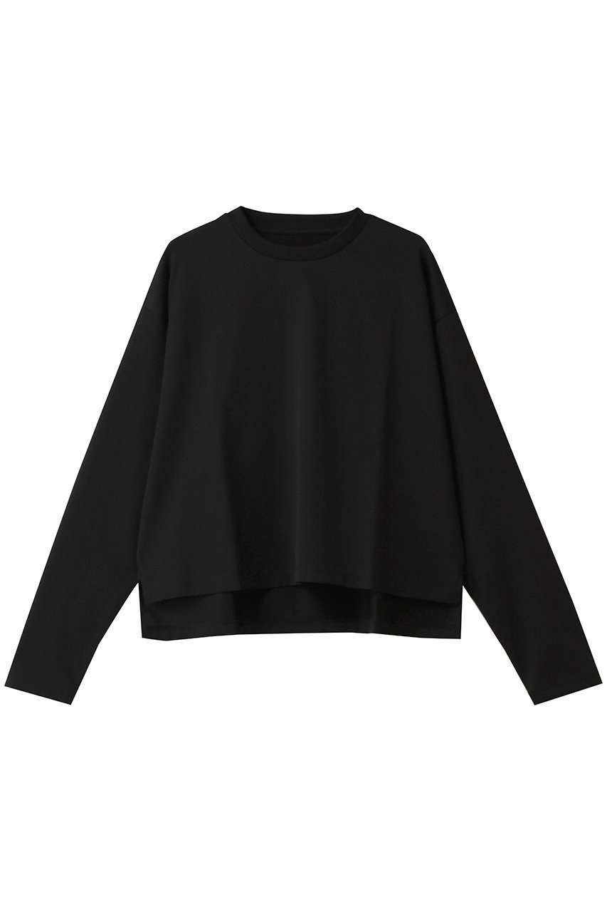 【スリー ドッツ/three dots】のシルキーコットン ライトロングスリーブ インテリア・キッズ・メンズ・レディースファッション・服の通販 founy(ファニー) 　ファッション　Fashion　レディースファッション　Fashion for Women　トップス・カットソー　Cut & Sew Tops　シャツ・ブラウス・オフィスカジュアル　Elegant Blouses & Button-Ups　ロングTシャツ・Tシャツ　Longline T-Shirts & Tees　カットソー・ベーシックTシャツ　Cut-and-Sewn Tops / Stretch Tees & Basics　2025年　2025　2025-2026秋冬・A/W　Autumn/Winter 2025–26 AW25–26　インナー　Innerwear　コンパクト　Compact, Small Size　シンプル　Simple, Minimal　ジャケット　Jacket, Outerwear　スリット　Slit, Slit Detail　スリーブ　Sleeve, Long Sleeve / Short Sleeve　ベーシック　Basic, Essential　ロング　Long, Long-Length　A/W・秋冬　Autumn/Winter　ブラック|ID: prp329100004624098 ipo3291000000033202573