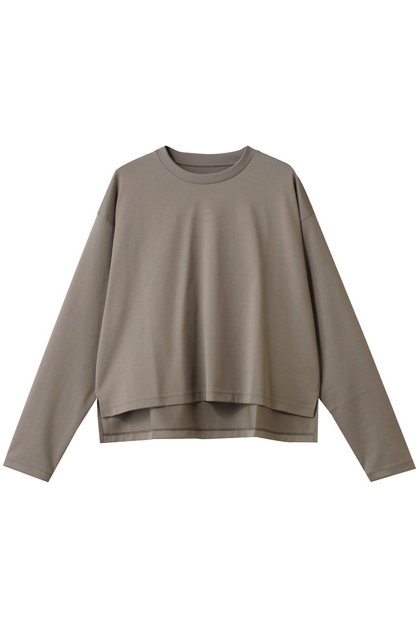 【スリー ドッツ/three dots】のシルキーコットン ライトロングスリーブ インテリア・キッズ・メンズ・レディースファッション・服の通販 founy(ファニー) 　ファッション　Fashion　レディースファッション　Fashion for Women　トップス・カットソー　Cut & Sew Tops　シャツ・ブラウス・オフィスカジュアル　Elegant Blouses & Button-Ups　ロングTシャツ・Tシャツ　Longline T-Shirts & Tees　カットソー・ベーシックTシャツ　Cut-and-Sewn Tops / Stretch Tees & Basics　2025年　2025　2025-2026秋冬・A/W　Autumn/Winter 2025–26 AW25–26　インナー　Innerwear　コンパクト　Compact, Small Size　シンプル　Simple, Minimal　ジャケット　Jacket, Outerwear　スリット　Slit, Slit Detail　スリーブ　Sleeve, Long Sleeve / Short Sleeve　ベーシック　Basic, Essential　ロング　Long, Long-Length　A/W・秋冬　Autumn/Winter　グレーベージュ|ID: prp329100004624098 ipo3291000000033202574