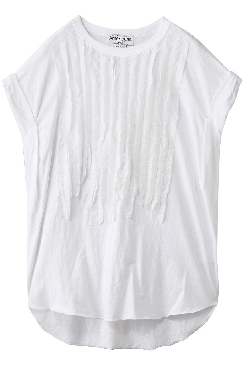 【アメリカーナ/Americana】の【Americana×dahlia】リメイクプリントTシャツ インテリア・キッズ・メンズ・レディースファッション・服の通販 founy(ファニー) 　ファッション　Fashion　レディースファッション　Fashion for Women　トップス・カットソー　Cut & Sew Tops　シャツ・ブラウス・オフィスカジュアル　Elegant Blouses & Button-Ups　ロングTシャツ・Tシャツ　Longline T-Shirts & Tees　カットソー・ベーシックTシャツ　Cut-and-Sewn Tops / Stretch Tees & Basics　2025年　2025　2025-2026秋冬・A/W　Autumn/Winter 2025–26 AW25–26　ショルダー　Shoulder, Shoulder Strap　ショート　Short, Short Length　シンプル　Simple, Minimal　スリーブ　Sleeve, Long Sleeve / Short Sleeve　ドロップ　Drop Shoulder, Dropped Style　プリント　Print, Printed Pattern　プリーツ　Pleats, Pleated　リボン　Ribbon, Bow　A/W・秋冬　Autumn/Winter　ホワイト|ID: prp329100004624102 ipo3291000000033202603