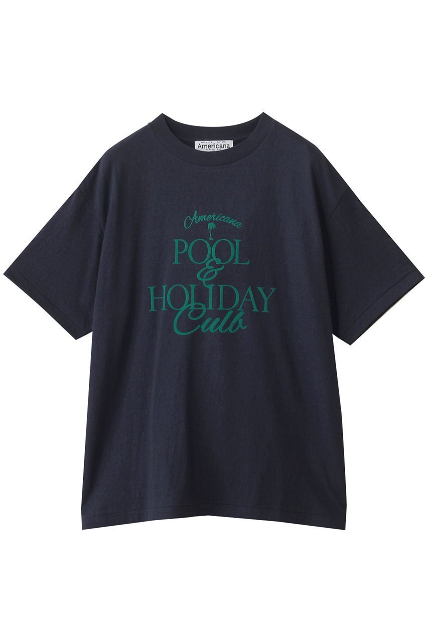 【アメリカーナ/Americana】のラフィー丸胴プリントTシャツ インテリア・キッズ・メンズ・レディースファッション・服の通販 founy(ファニー) 　ファッション　Fashion　レディースファッション　Fashion for Women　トップス・カットソー　Cut & Sew Tops　シャツ・ブラウス・オフィスカジュアル　Elegant Blouses & Button-Ups　ロングTシャツ・Tシャツ　Longline T-Shirts & Tees　カットソー・ベーシックTシャツ　Cut-and-Sewn Tops / Stretch Tees & Basics　ショート　Short, Short Length　スリーブ　Sleeve, Long Sleeve / Short Sleeve　デニム　Denim, Jeans Material　フロント　Front, Front Design　プリント　Print, Printed Pattern　ベーシック　Basic, Essential　ダークネイビー|ID: prp329100004624103 ipo3291000000035345758