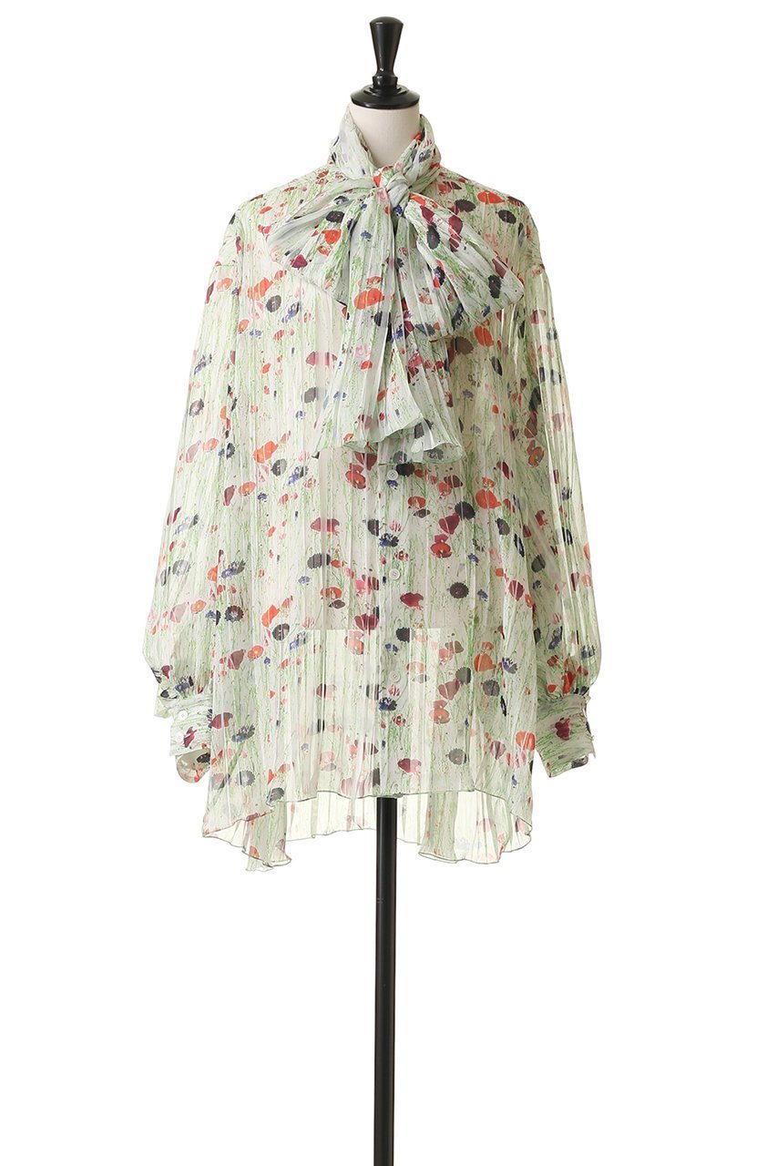 【ブラミンク/BLAMINK】のフラワープリントリボンブラウス 人気、トレンドファッション・服の通販 founy(ファニー) 　ファッション　Fashion　レディースファッション　Fashion for Women　トップス・カットソー　Cut & Sew Tops　シャツ・ブラウス・オフィスカジュアル　Elegant Blouses & Button-Ups　花柄・フラワープリント・モチーフ　Floral Prints & Motifs / Flower Pattern Tops　カラフル　Colorful Design　スマート　Smart, Elegant　スリーブ　Sleeve, Long Sleeve / Short Sleeve　バランス　Balance, Style Balance　フラワー　Flower, Floral　フレア　Flare, Flared　プリント　Print, Printed Pattern　ボトム　Bottoms, Lower Wear　リボン　Ribbon, Bow　ロング　Long, Long-Length　エレガント 上品　Elegant　other-2|ID: prp329100004624112 ipo3291000000035345777