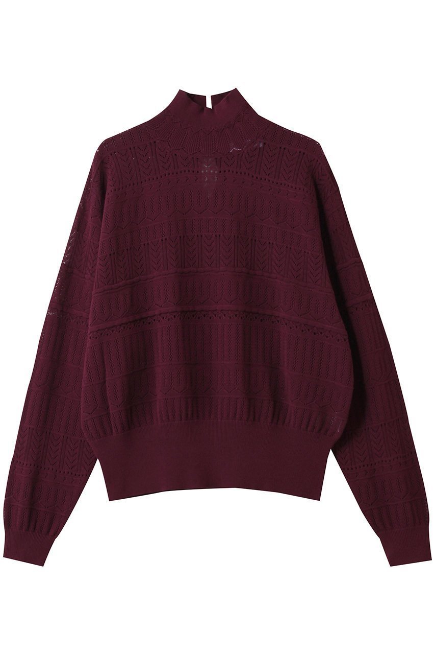 【スリー ドッツ/three dots】のソフトシアー レーストップス インテリア・キッズ・メンズ・レディースファッション・服の通販 founy(ファニー) 　ファッション　Fashion　レディースファッション　Fashion for Women　トップス・カットソー　Cut & Sew Tops　ニット　Knit Tops & Sweaters　カジュアルプルオーバー・ニットトップス　Pullovers & Knit Tops / Casual Pullovers　2025年　2025　2025-2026秋冬・A/W　Autumn/Winter 2025–26 AW25–26　エレガント 上品　Elegant　シンプル　Simple, Minimal　ボトム　Bottoms, Lower Wear　レース　Lace, Lace Fabric　A/W・秋冬　Autumn/Winter　ボルドー|ID: prp329100004624117 ipo3291000000033202714