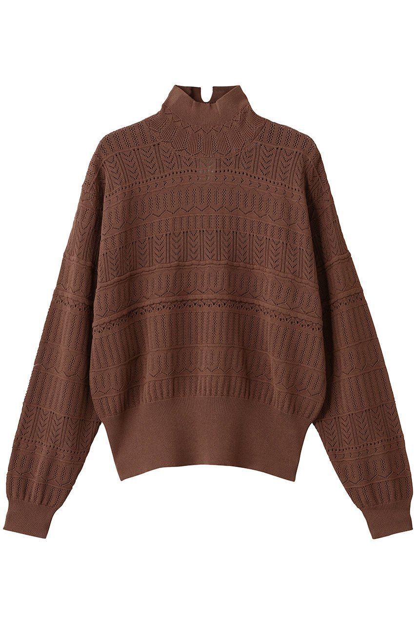 【スリー ドッツ/three dots】のソフトシアー レーストップス インテリア・キッズ・メンズ・レディースファッション・服の通販 founy(ファニー) 　ファッション　Fashion　レディースファッション　Fashion for Women　トップス・カットソー　Cut & Sew Tops　ニット　Knit Tops & Sweaters　カジュアルプルオーバー・ニットトップス　Pullovers & Knit Tops / Casual Pullovers　エレガント 上品　Elegant　シンプル　Simple, Minimal　ボトム　Bottoms, Lower Wear　レース　Lace, Lace Fabric　ブラウン|ID: prp329100004624117 ipo3291000000033918044