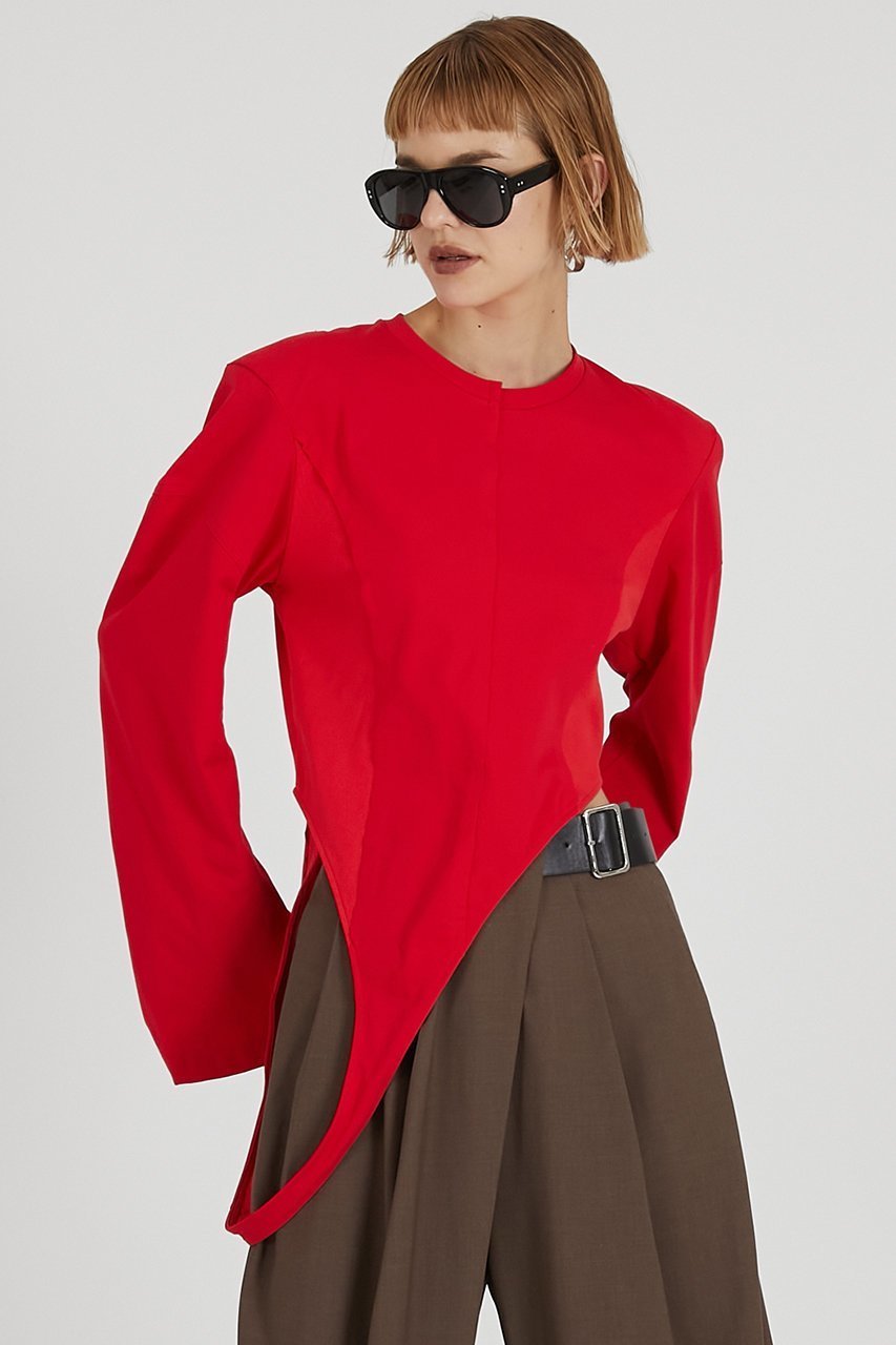 【プランク プロジェクト/PRANK PROJECT】のイレギュラーヘムトップ / Irregular Hem Top 人気、トレンドファッション・服の通販 founy(ファニー) 　ファッション　Fashion　レディースファッション　Fashion for Women　トップス・カットソー　Cut & Sew Tops　シャツ・ブラウス・オフィスカジュアル　Elegant Blouses & Button-Ups　ロングTシャツ・Tシャツ　Longline T-Shirts & Tees　カットソー・ベーシックTシャツ　Cut-and-Sewn Tops / Stretch Tees & Basics　2025年　2025　2025-2026秋冬・A/W　Autumn/Winter 2025–26 AW25–26　カットソー　Cut and Sewn Top　ショルダー　Shoulder, Shoulder Strap　ショート　Short, Short Length　スリーブ　Sleeve, Long Sleeve / Short Sleeve　ラップ　Wrap, Wrap Design　ロング　Long, Long-Length　A/W・秋冬　Autumn/Winter　other-3|ID: prp329100004624634 ipo3291000000033215879