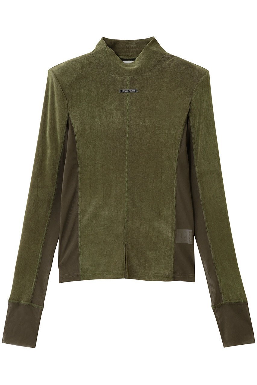 【プランク プロジェクト/PRANK PROJECT】のベロアタートルトップ / Velour Turtleneck Top インテリア・キッズ・メンズ・レディースファッション・服の通販 founy(ファニー) ファッション Fashion レディースファッション Fashion for Women トップス・カットソー Cut & Sew Tops シャツ・ブラウス・オフィスカジュアル Elegant Blouses & Button-Ups ロングTシャツ・Tシャツ Longline T-Shirts & Tees カットソー・ベーシックTシャツ Cut-and-Sewn Tops / Stretch Tees & Basics ベロアトップス Velour Tops / Velvet-Look Items タートルネック・ハイネックトップス Turtlenecks & High-Neck Tops インナー Innerwear シンプル Simple, Minimal スクエア Square, Square Shape スリーブ Sleeve, Long Sleeve / Short Sleeve ドッキング Docking, Mixed Material ベロア Velour, Soft Velvet メッシュ Mesh, Net Fabric ロング Long, Long-Length 切替 Switching, Contrast Panel KHK(カーキ)|ID: prp329100004624642 ipo3291000000036674229