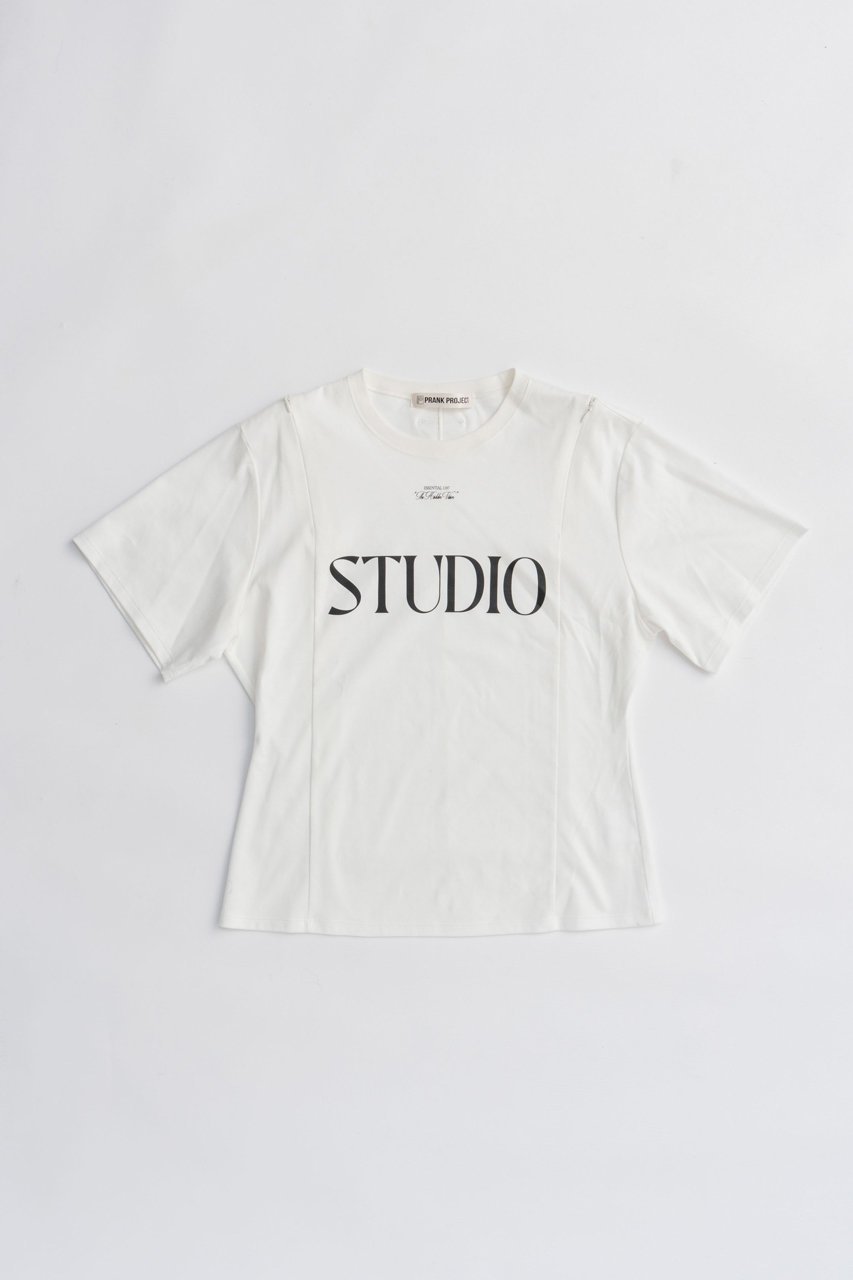 【プランク プロジェクト/PRANK PROJECT】のSTUDIOロゴTシャツ / STUDIO Logo T-Shirt インテリア・キッズ・メンズ・レディースファッション・服の通販 founy(ファニー) ファッション Fashion レディースファッション Fashion for Women トップス・カットソー Cut & Sew Tops シャツ・ブラウス・オフィスカジュアル Elegant Blouses & Button-Ups ロングTシャツ・Tシャツ Longline T-Shirts & Tees カットソー・ベーシックTシャツ Cut-and-Sewn Tops / Stretch Tees & Basics シェイプ Shape, Slim Fit ショート Short, Short Length ストレッチ Stretch, Stretchy Fabric スリット Slit, Slit Detail スリーブ Sleeve, Long Sleeve / Short Sleeve ボトム Bottoms, Lower Wear WHT(ホワイト)|ID: prp329100004624646 ipo3291000000033215972
